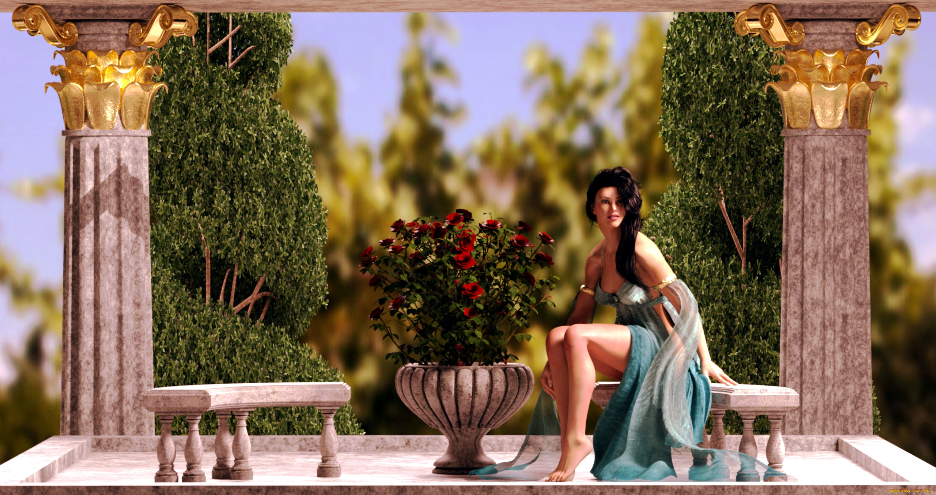 3д, графика, люди, , people, девушка, взгляд, фон