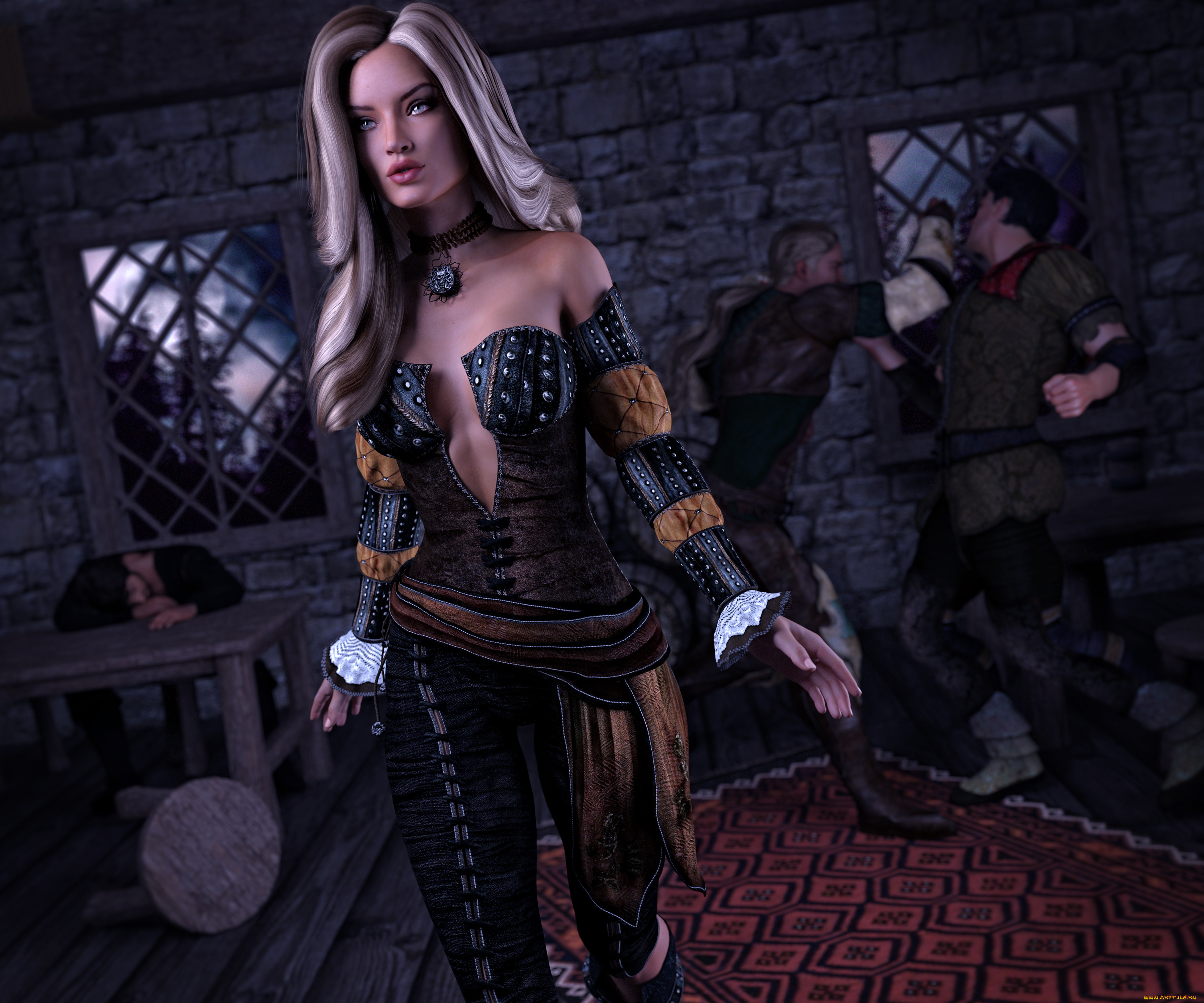 3д, графика, люди, , people, девушка, фон, взгляд, интерьер