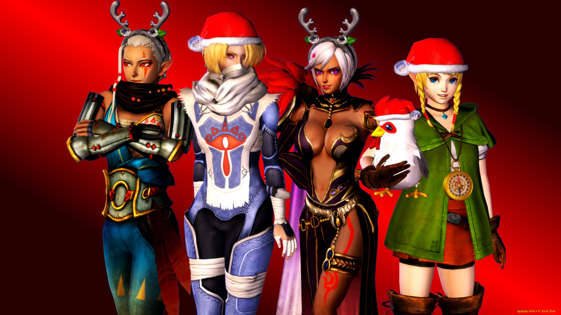 3д, графика, праздники, , holidays, девушки, взгляд, фон