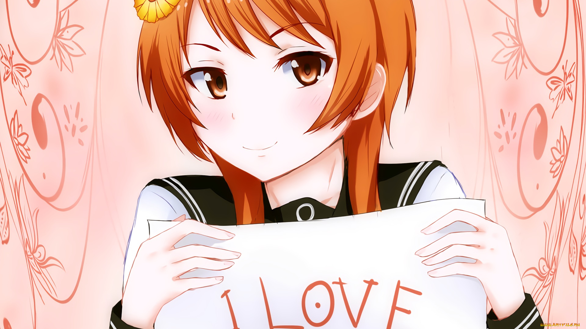 аниме, nisekoi, девушка, взгляд, фон