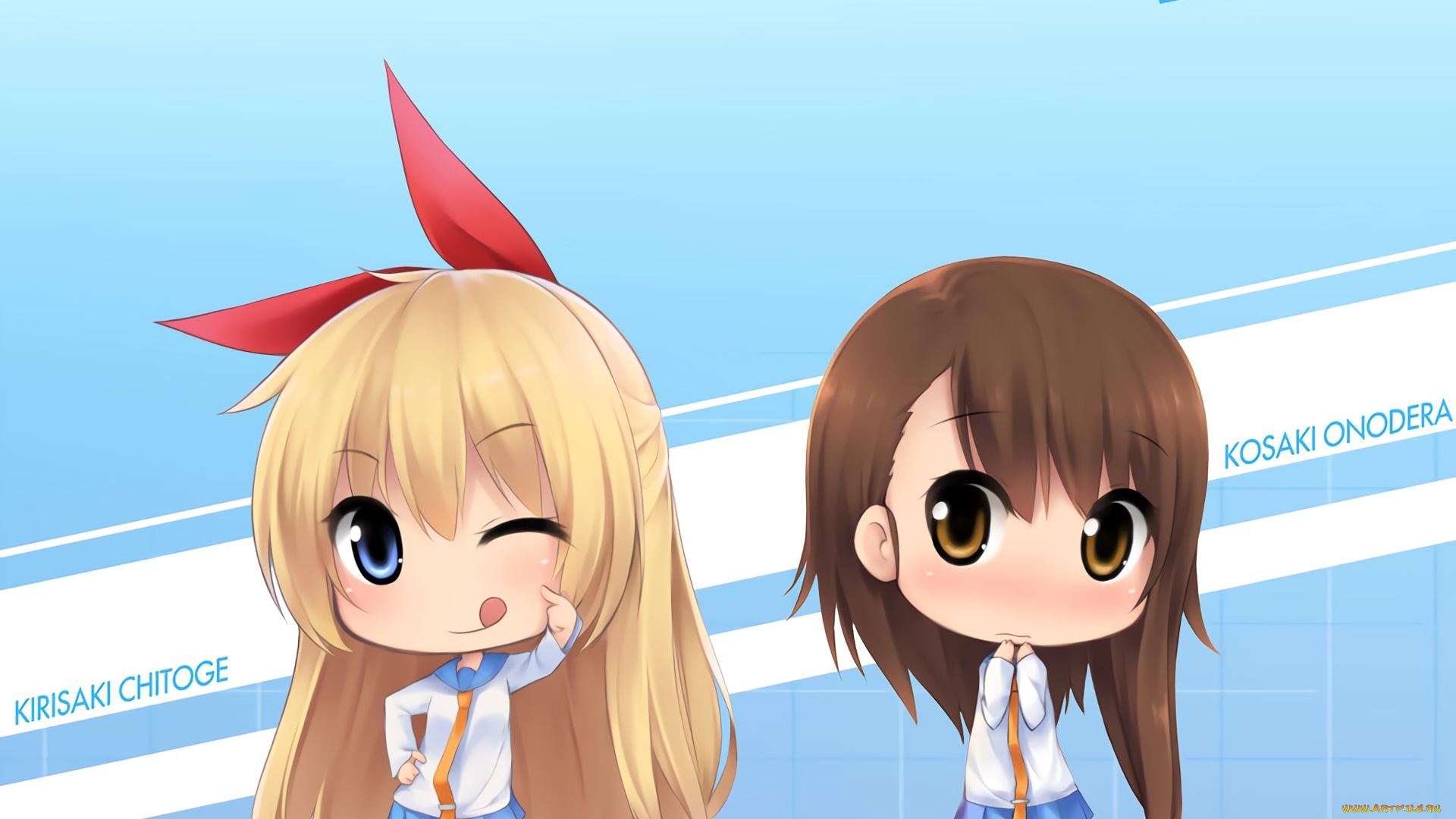 аниме, nisekoi, фон, взгляд, девушки