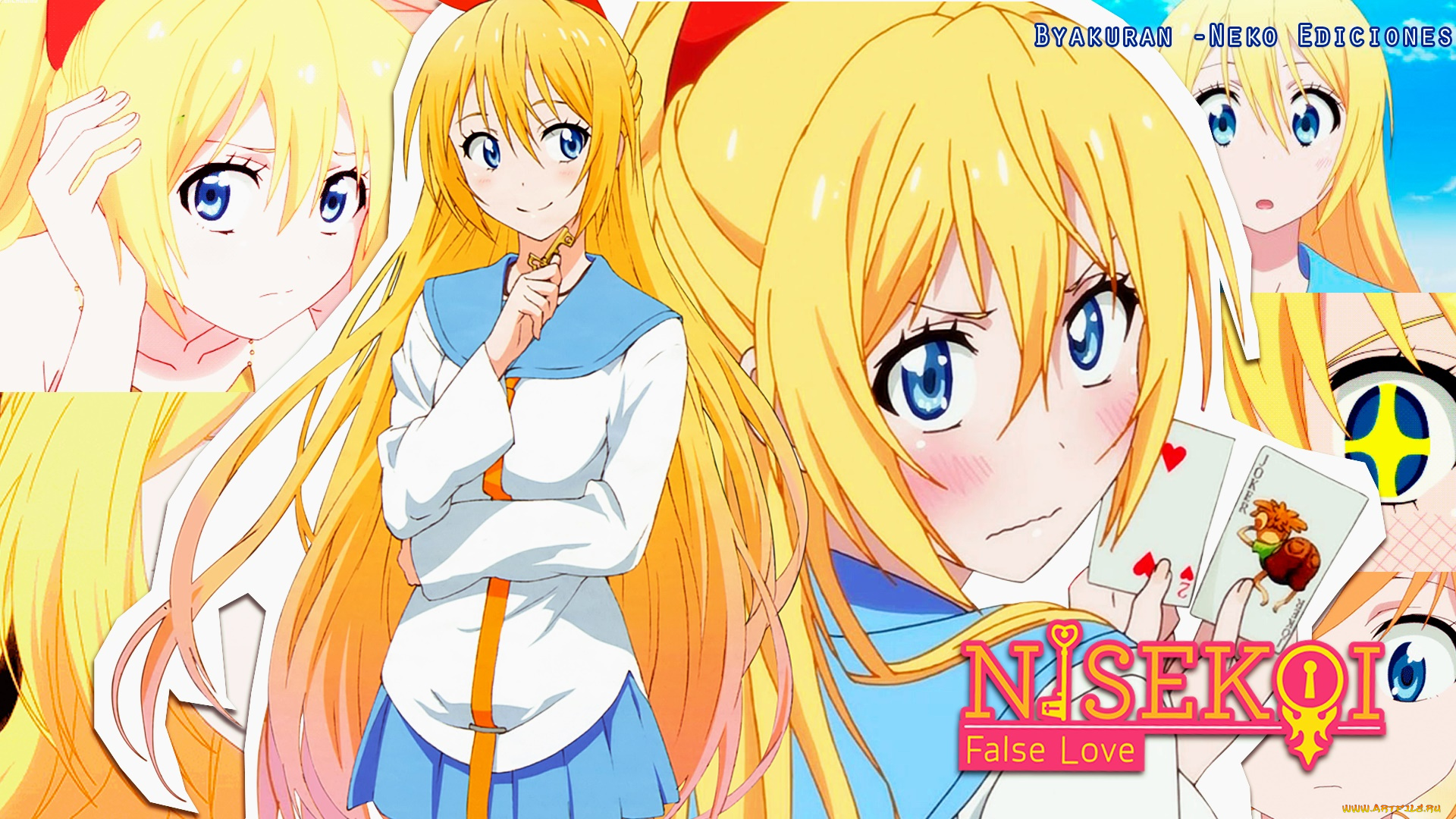 аниме, nisekoi, фон, взгляд, девушки
