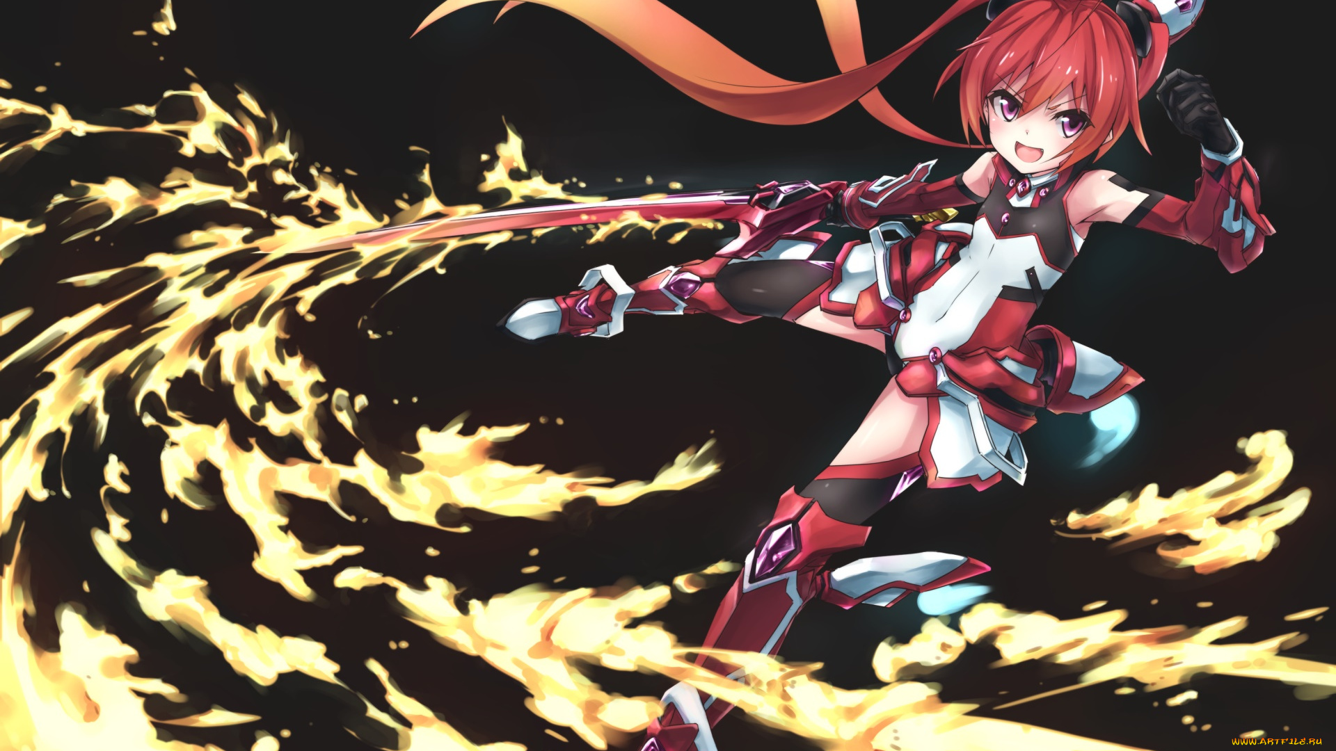 аниме, оружие, , техника, , технологии, девушка, взгляд, фон