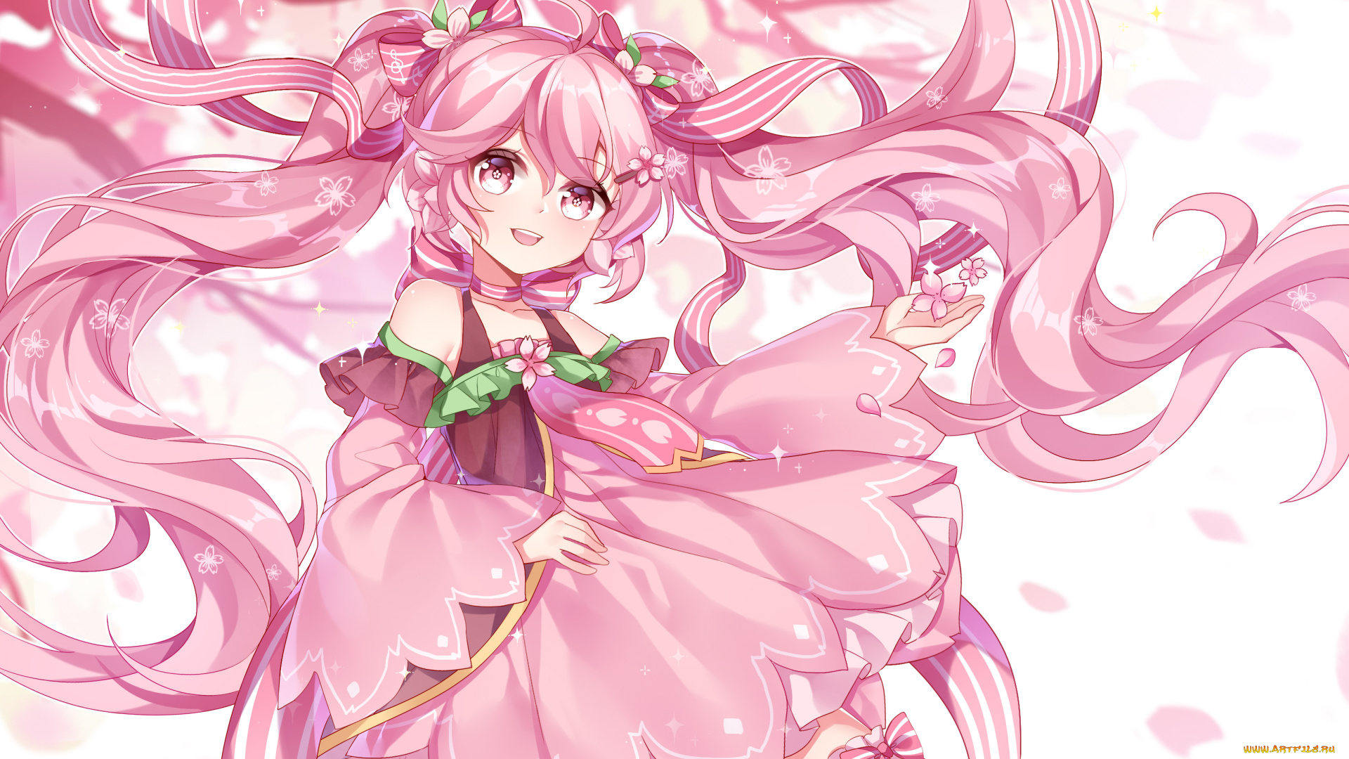 аниме, vocaloid, взгляд, девушка, фон