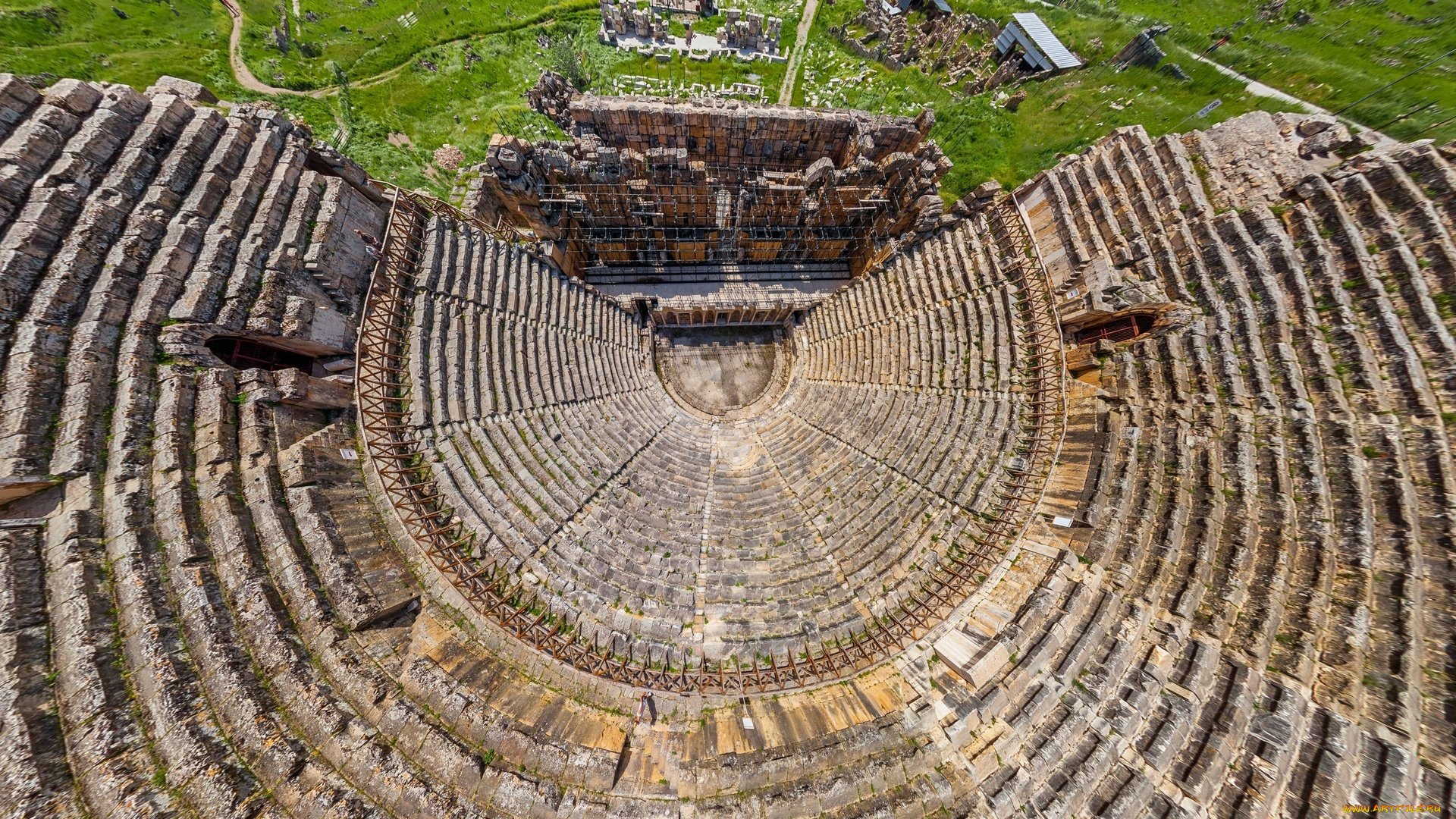 города, -, исторические, , архитектурные, памятники, панорама, амфитеатр, ракурс, развалины