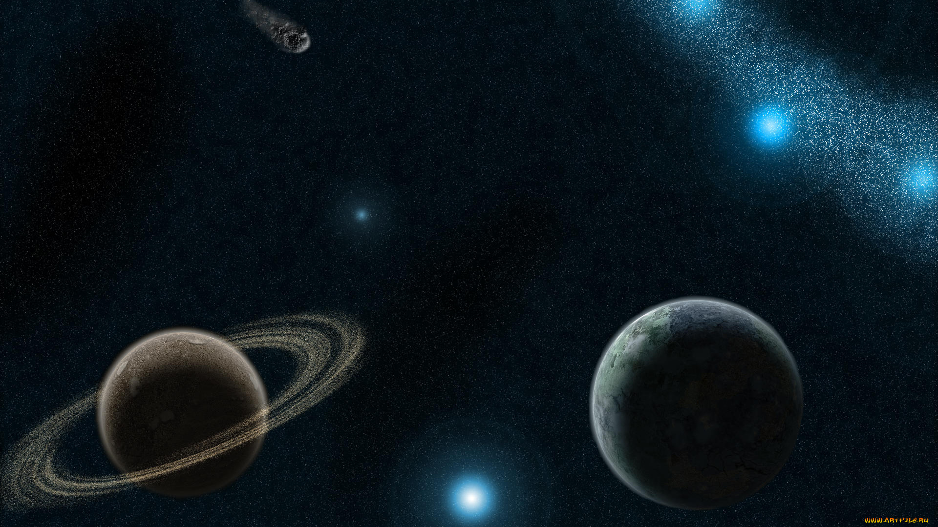 космос, арт, созвездия, звёзды, планеты, вселенная