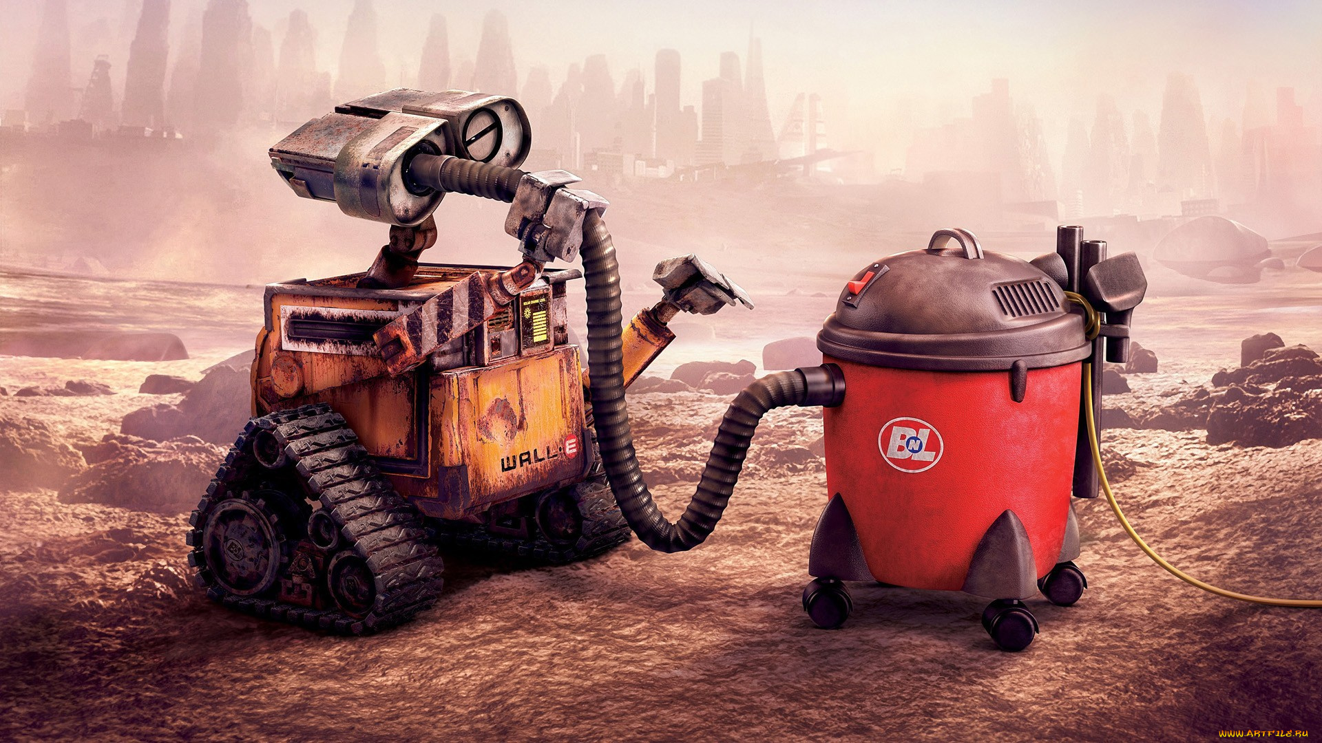 мультфильмы, wall-e, пылесос, робот, шланг