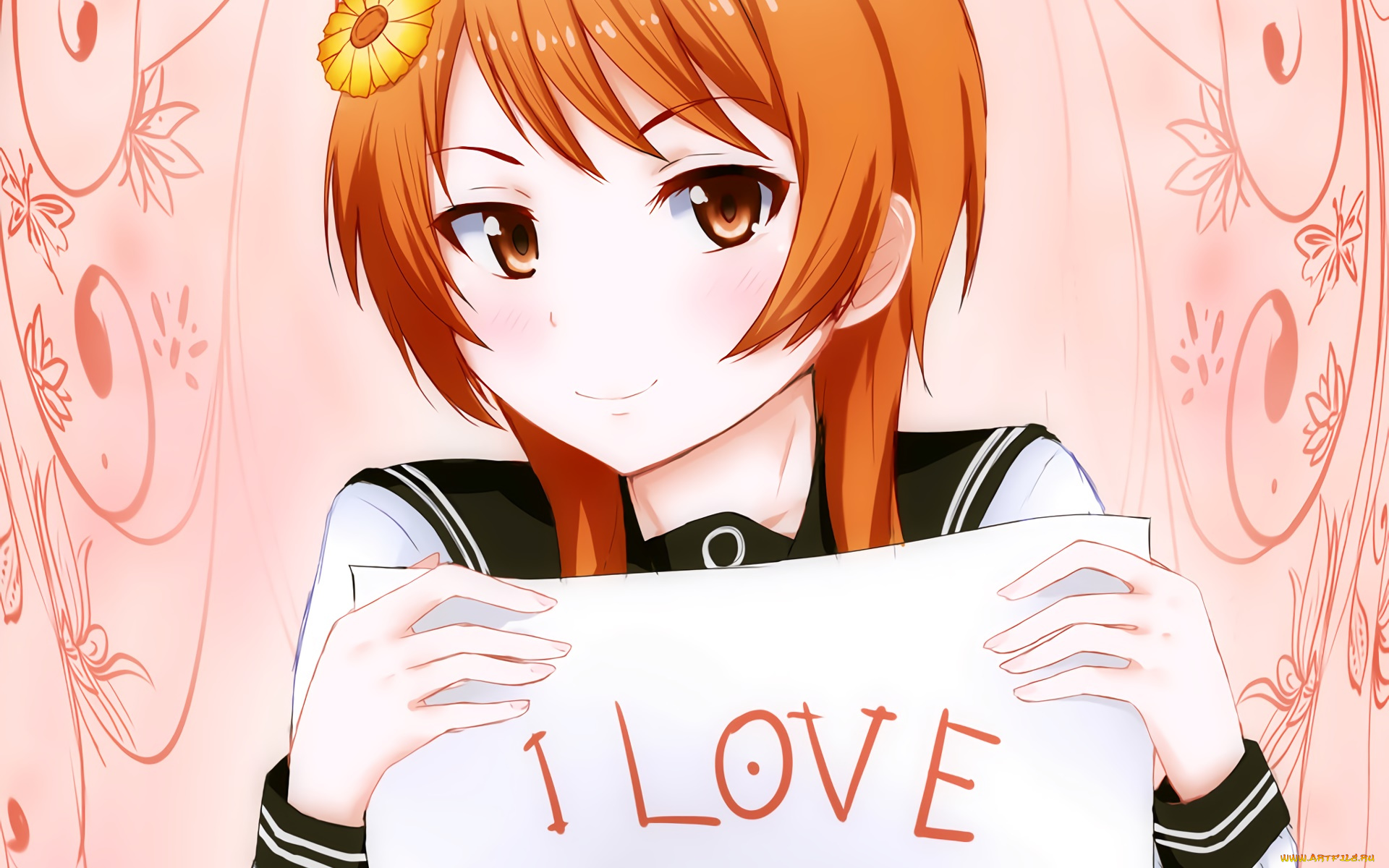 аниме, nisekoi, девушка, взгляд, фон