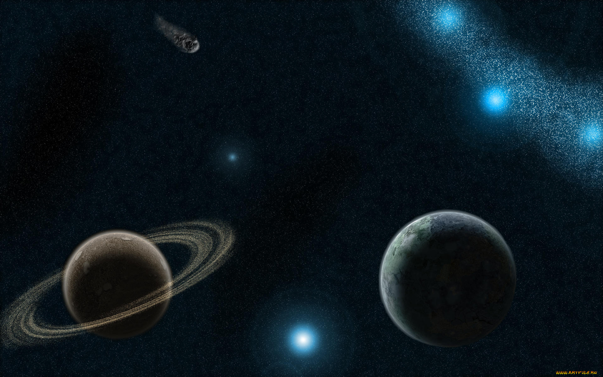 космос, арт, созвездия, звёзды, планеты, вселенная