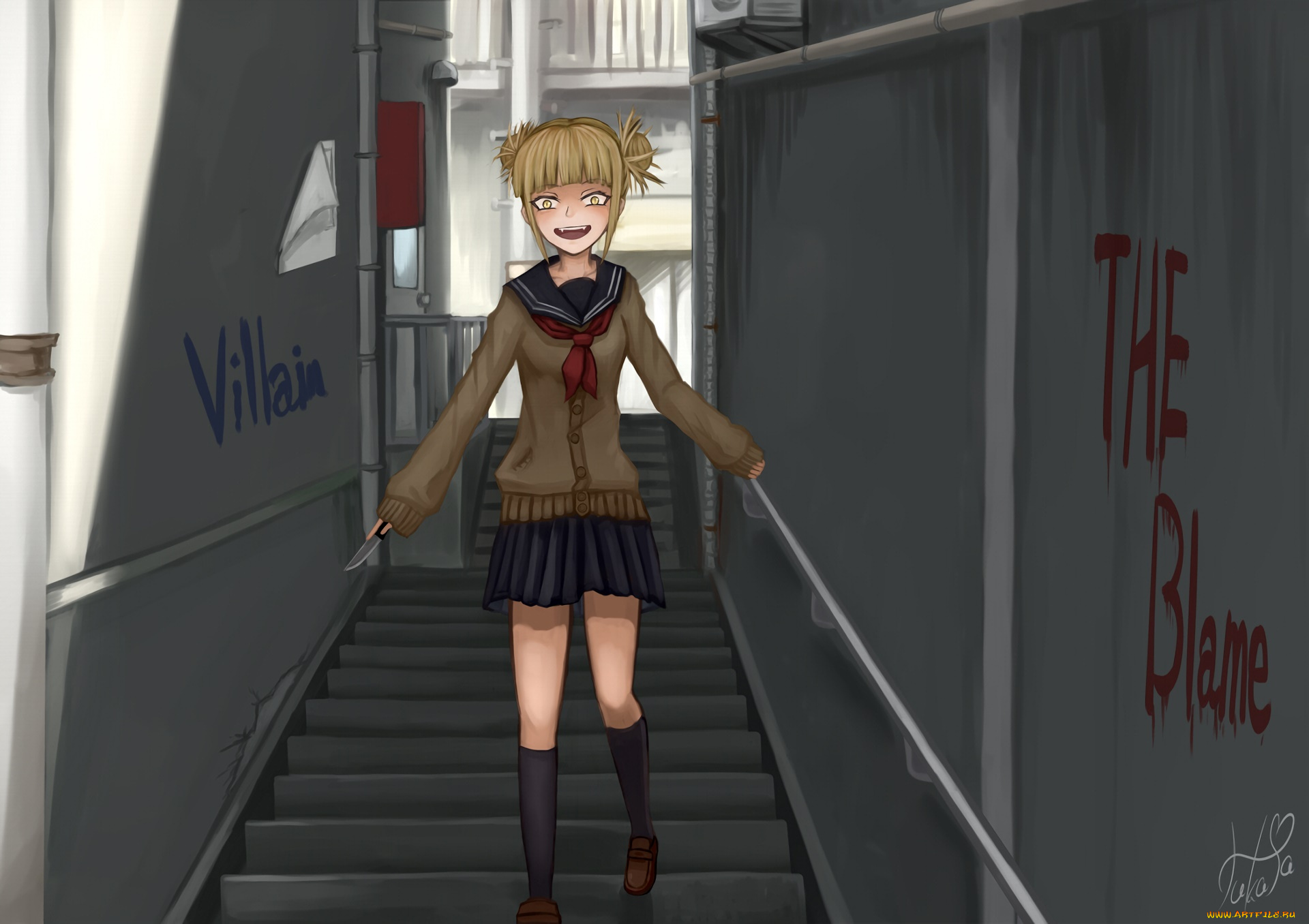 аниме, boku, no, hero, academia, фон, взгляд, девушка