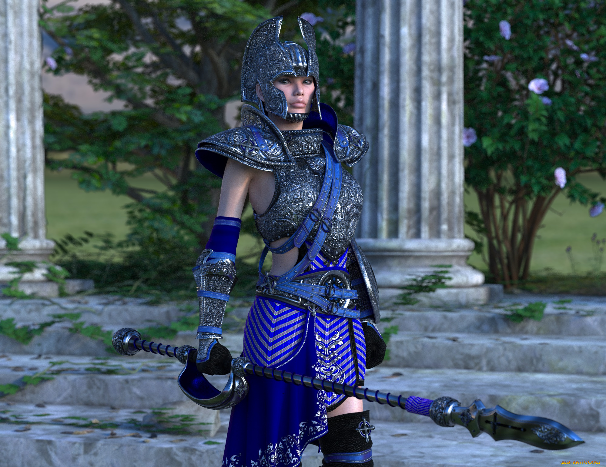 3д, графика, амазонки, , amazon, девушка, фон, взгляд