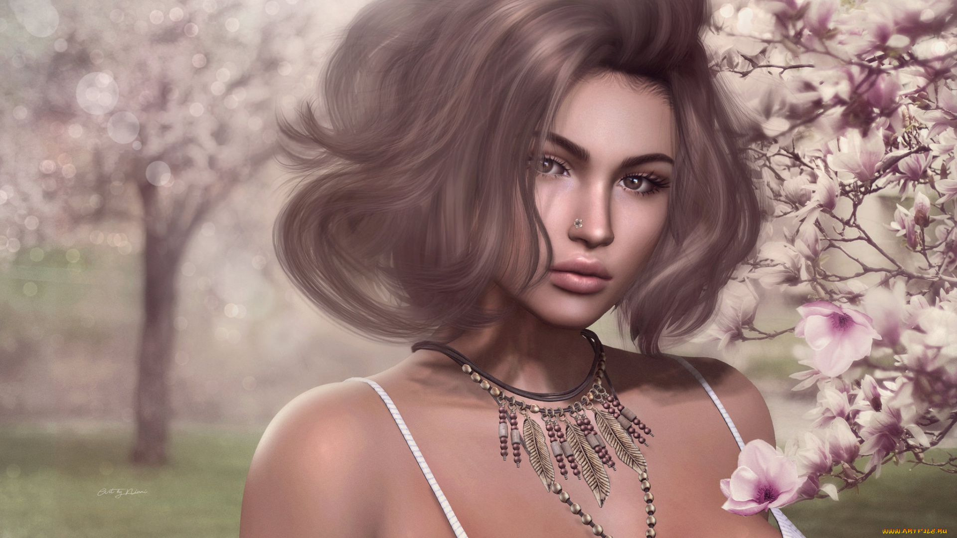 3д, графика, портрет, , portraits, девушка, лицо, сакура, милашка