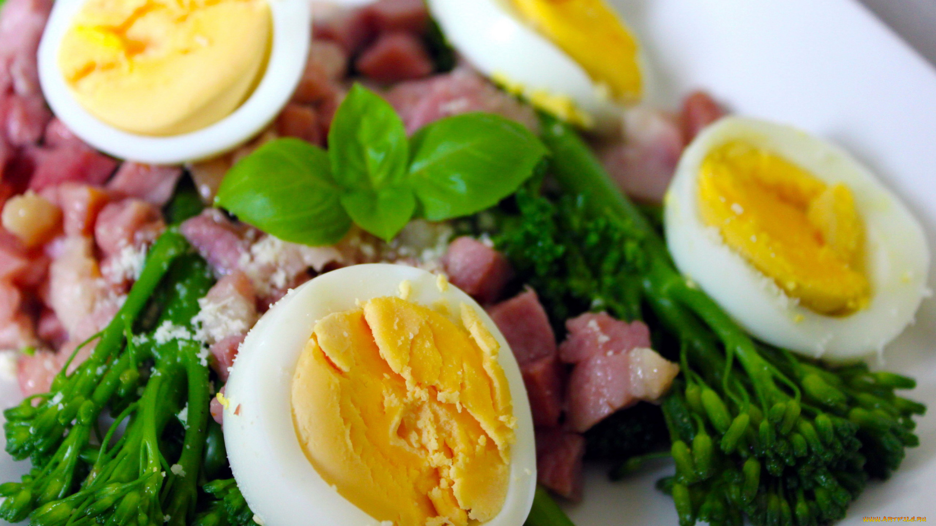 еда, Яичные, блюда, яйца, ветчина