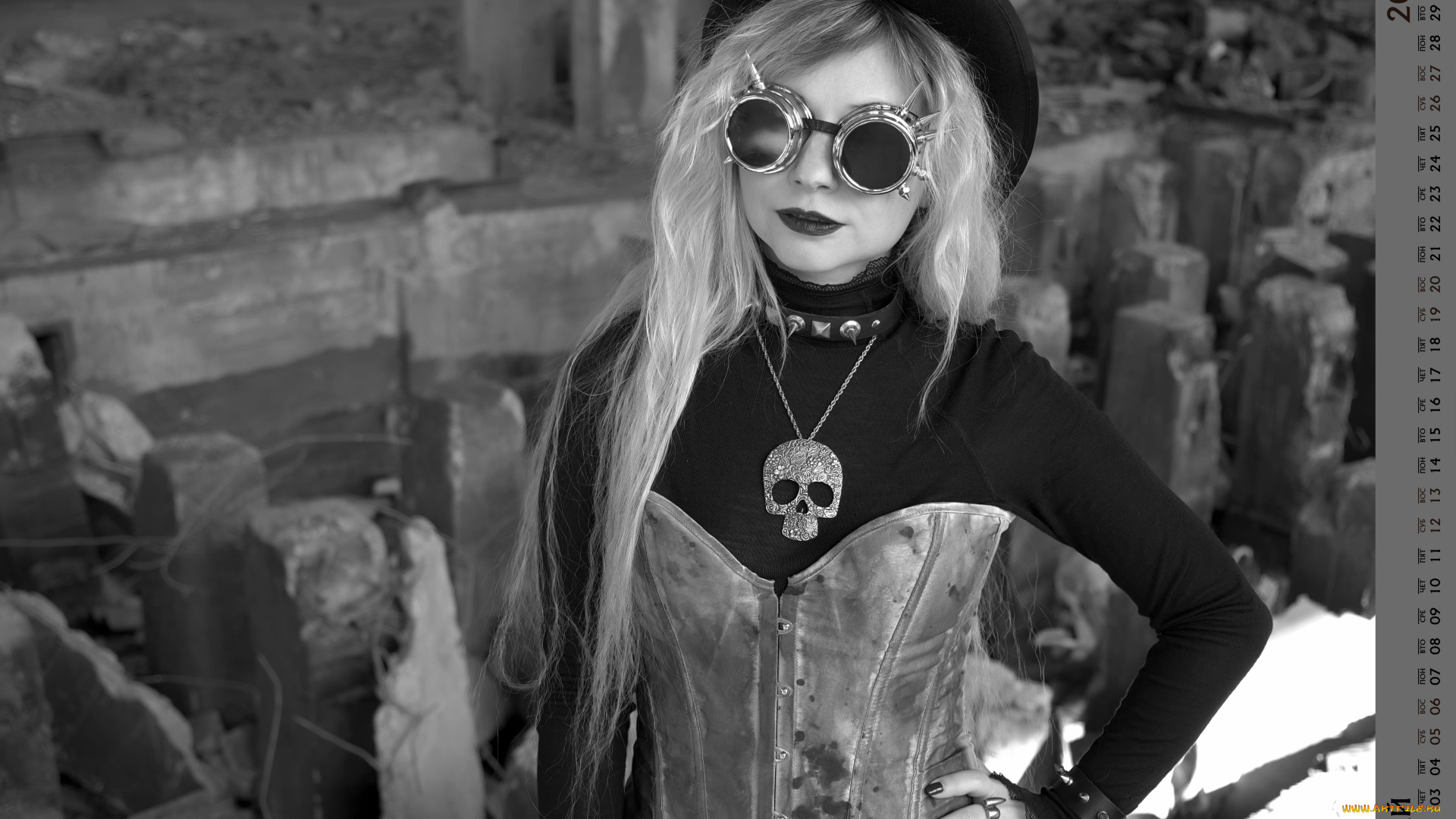 календари, девушки, девушка, шляпа, очки