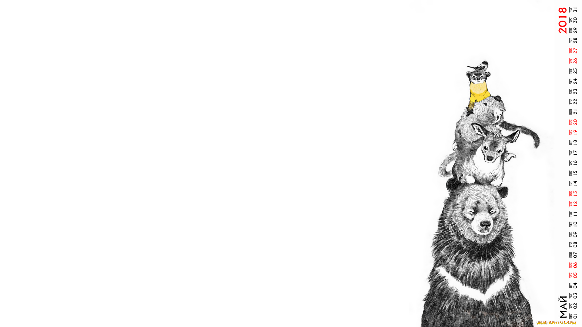 календари, рисованные, , векторная, графика, животное, медведь