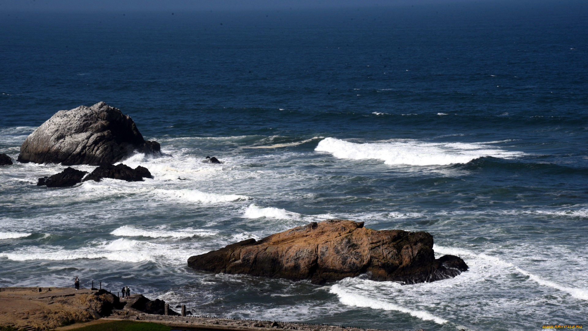 природа, побережье, скалы, волны