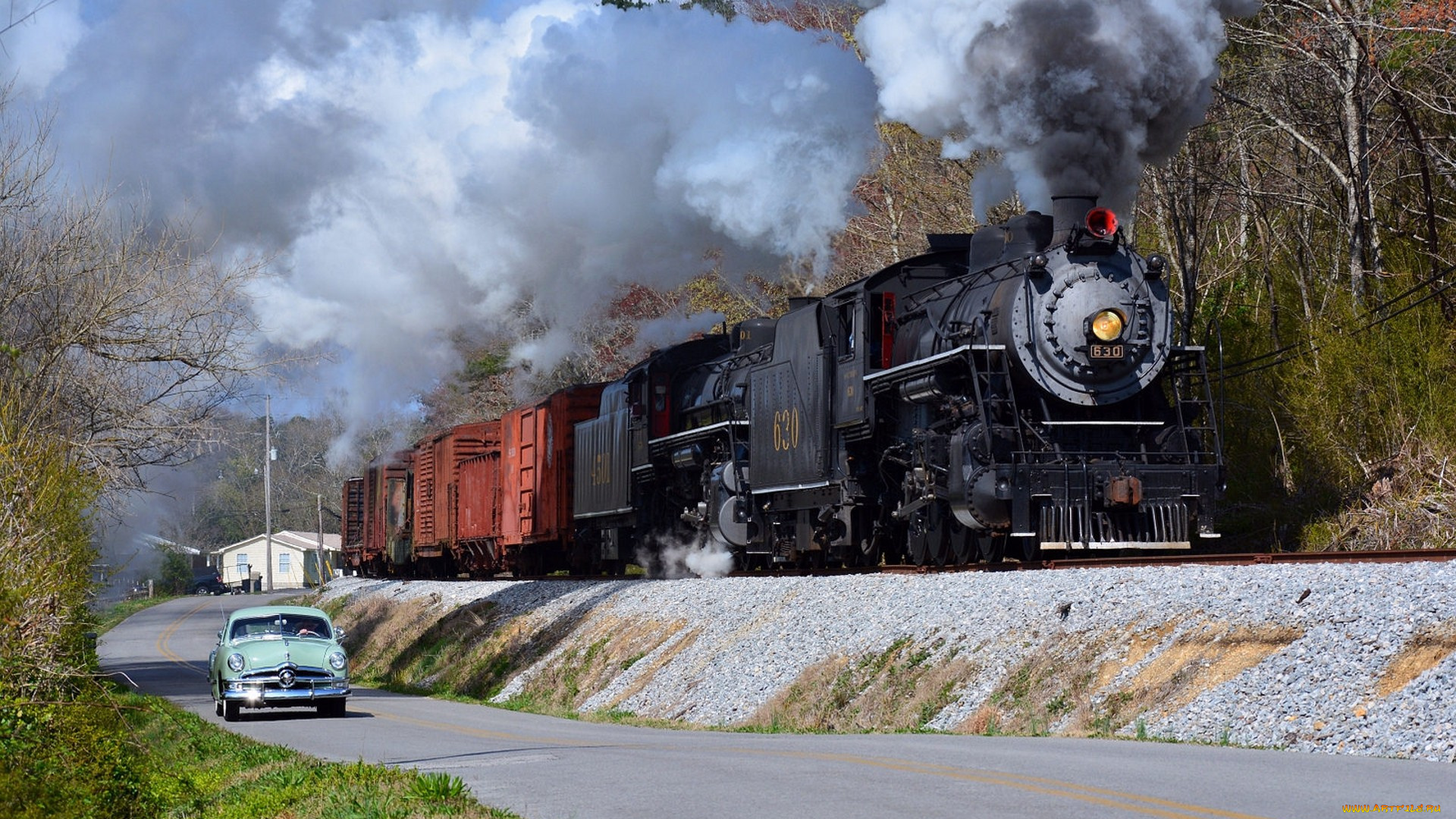 техника, паровозы, локомотив, состав