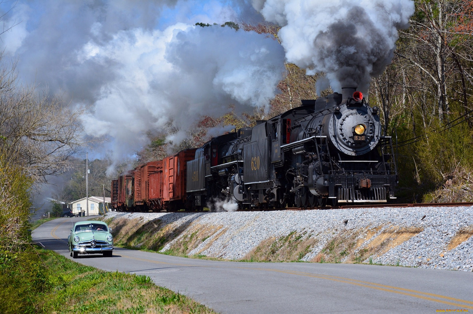 техника, паровозы, локомотив, состав