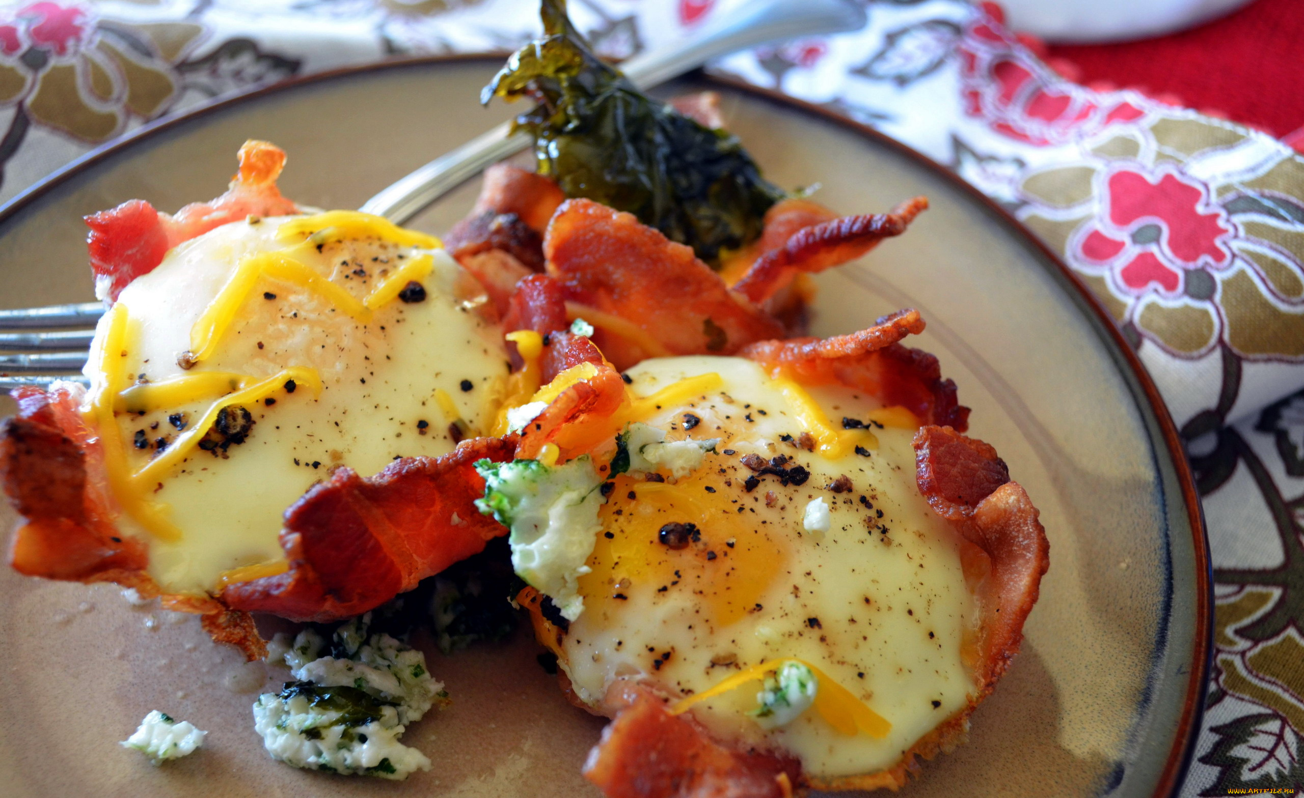 еда, Яичные, блюда, яйцо, бекон