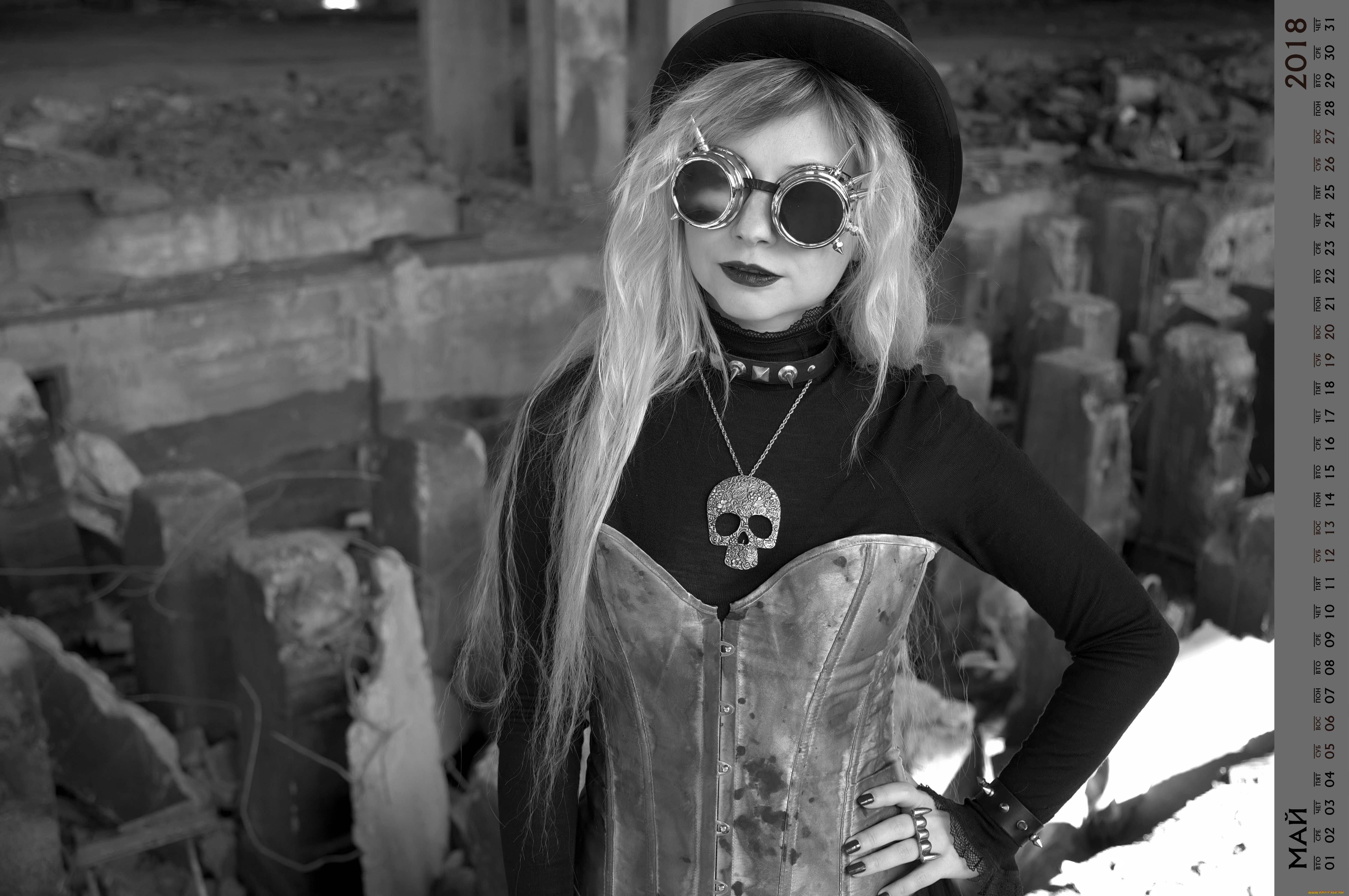 календари, девушки, девушка, шляпа, очки