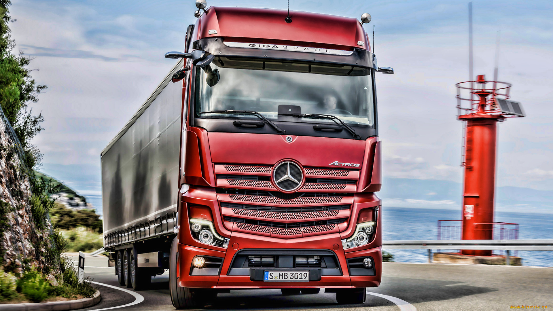 2019, mercedes-benz, actros, автомобили, mercedes, trucks, mercedes, benz, actros, 2019, полуприцеп, красный, lkw, hdr, дорога