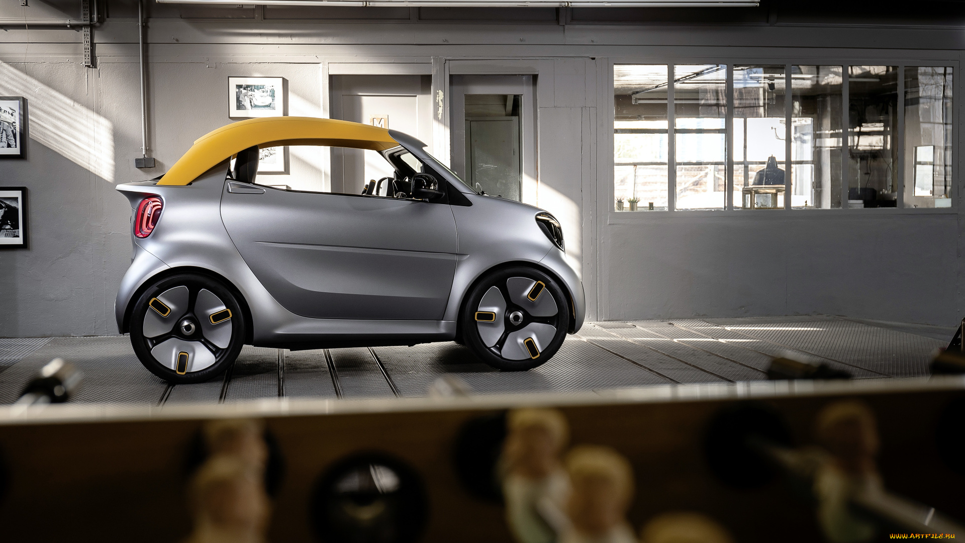 2019, smart, forease, автомобили, smart, концепт, женевский, автосалон, 2019, кабриолет, серебристый, новый, электромобиль, вид, сбоку