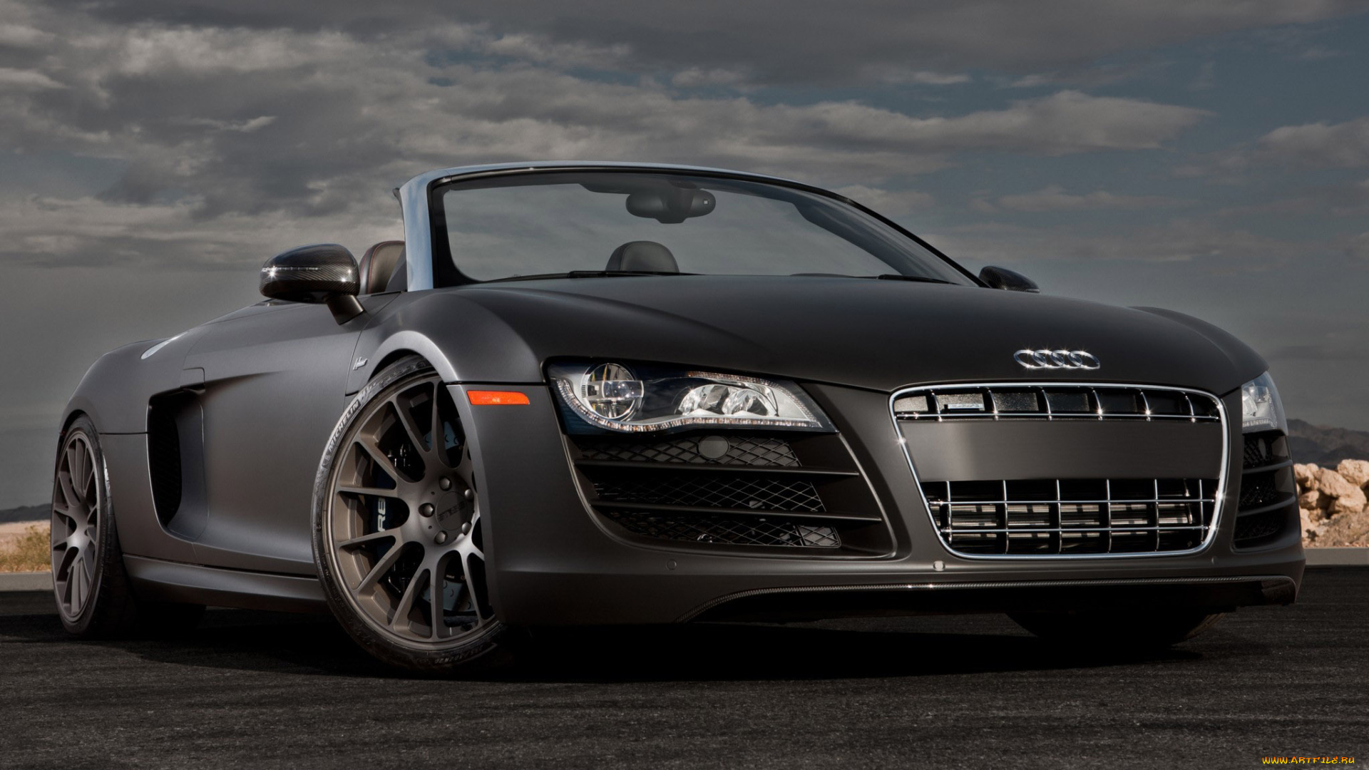 автомобили, audi, ауди, черный, кабриолет, тучи