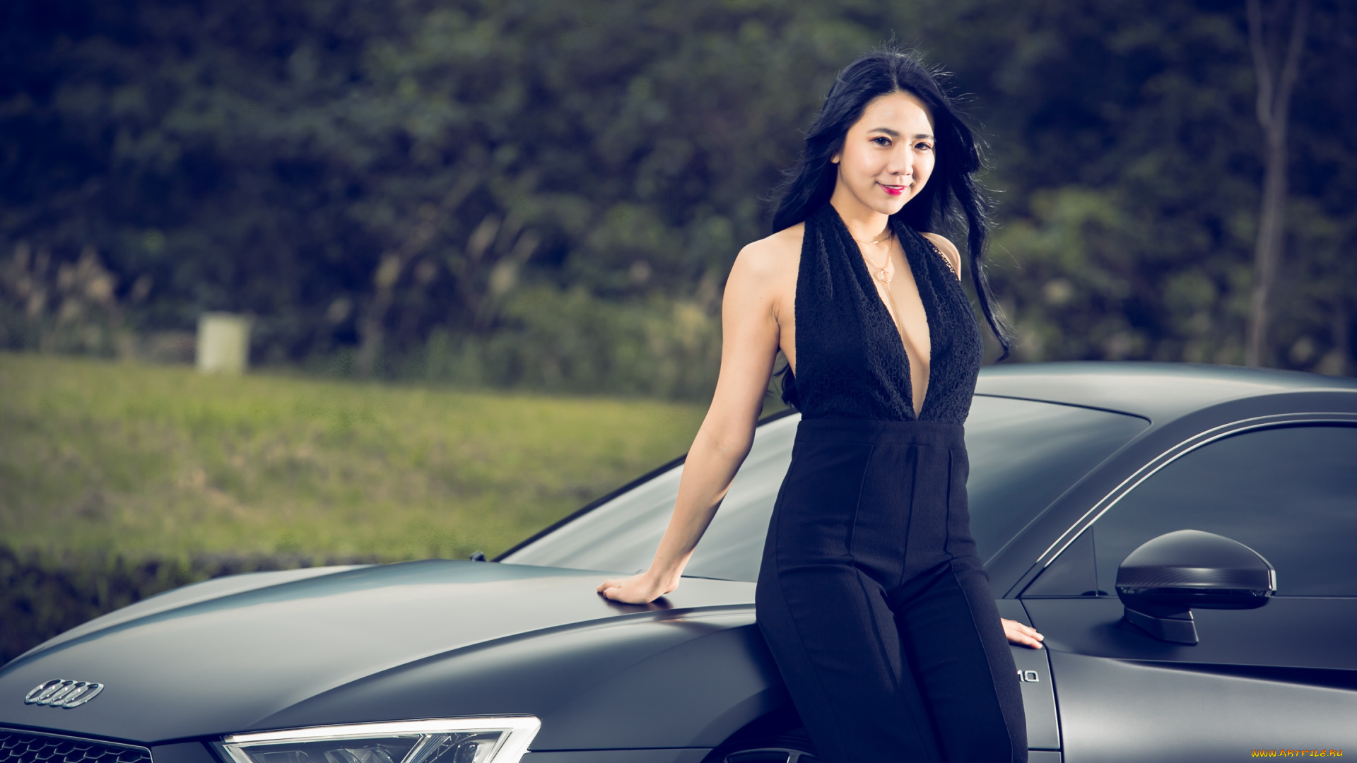 азиатка, и, audi, автомобили, -авто, с, девушками, женщины, с, автомобилями, седан, audi, брюнетки
