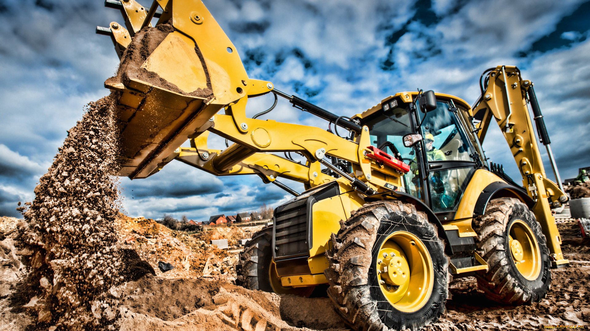 cat, 434f, техника, экскаваторы, caterpillar, спецтехника, сat, 434f, строительная, экскаватор, погрузчик, hdr