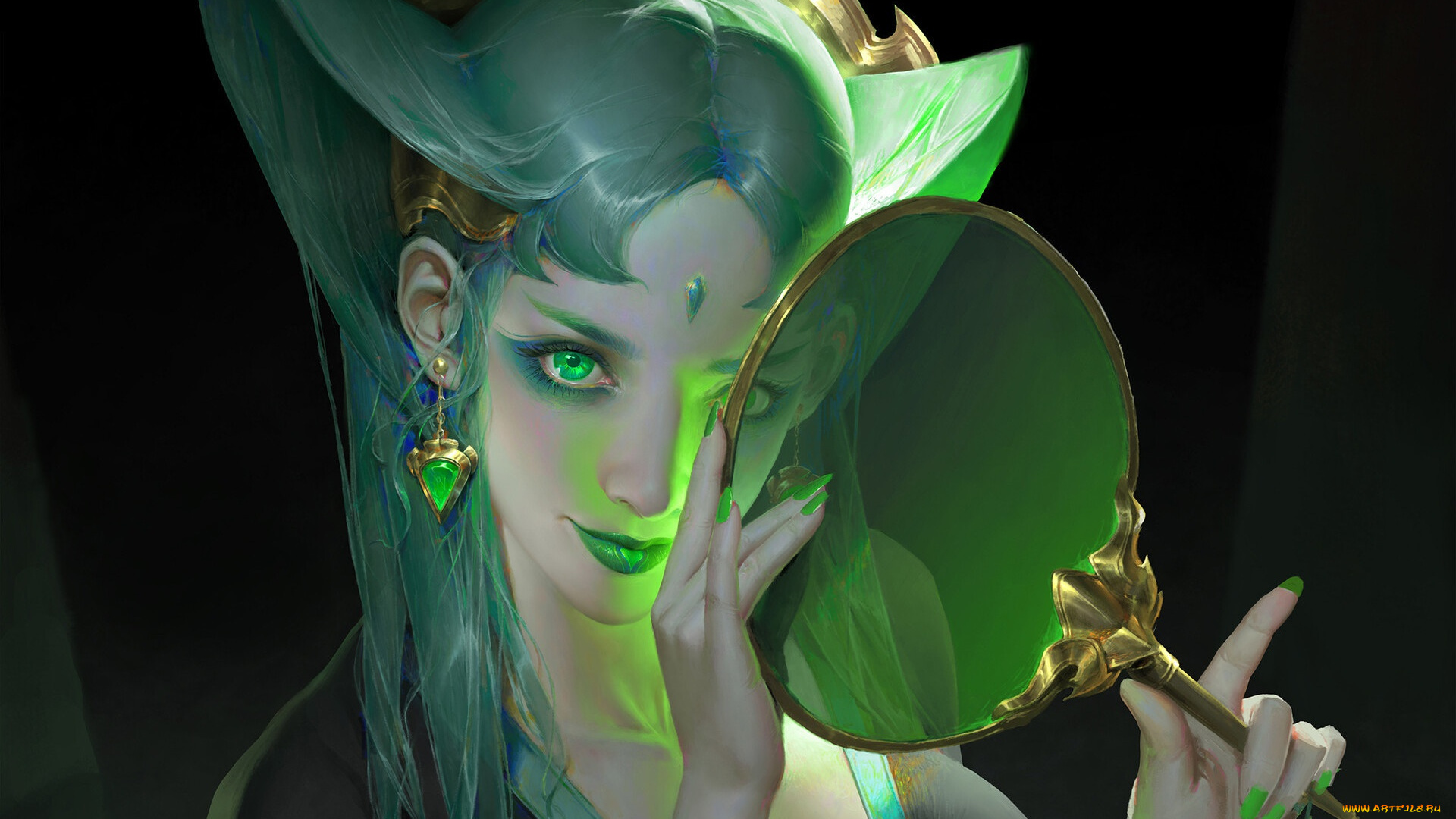 фэнтези, девушки, зеленые, глаза