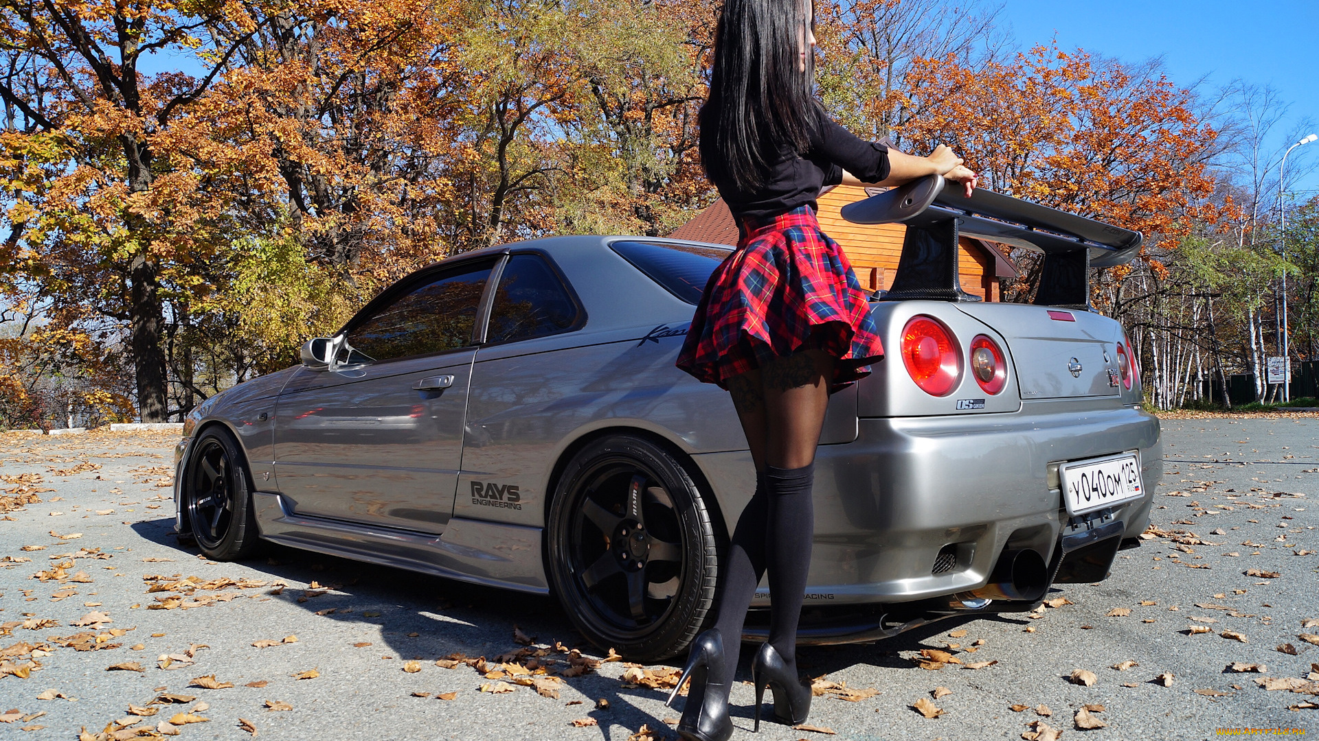 nissan, skyline, автомобили, -авто, с, девушками, брюнетка, девушка, автомобиль, skyline, nissan