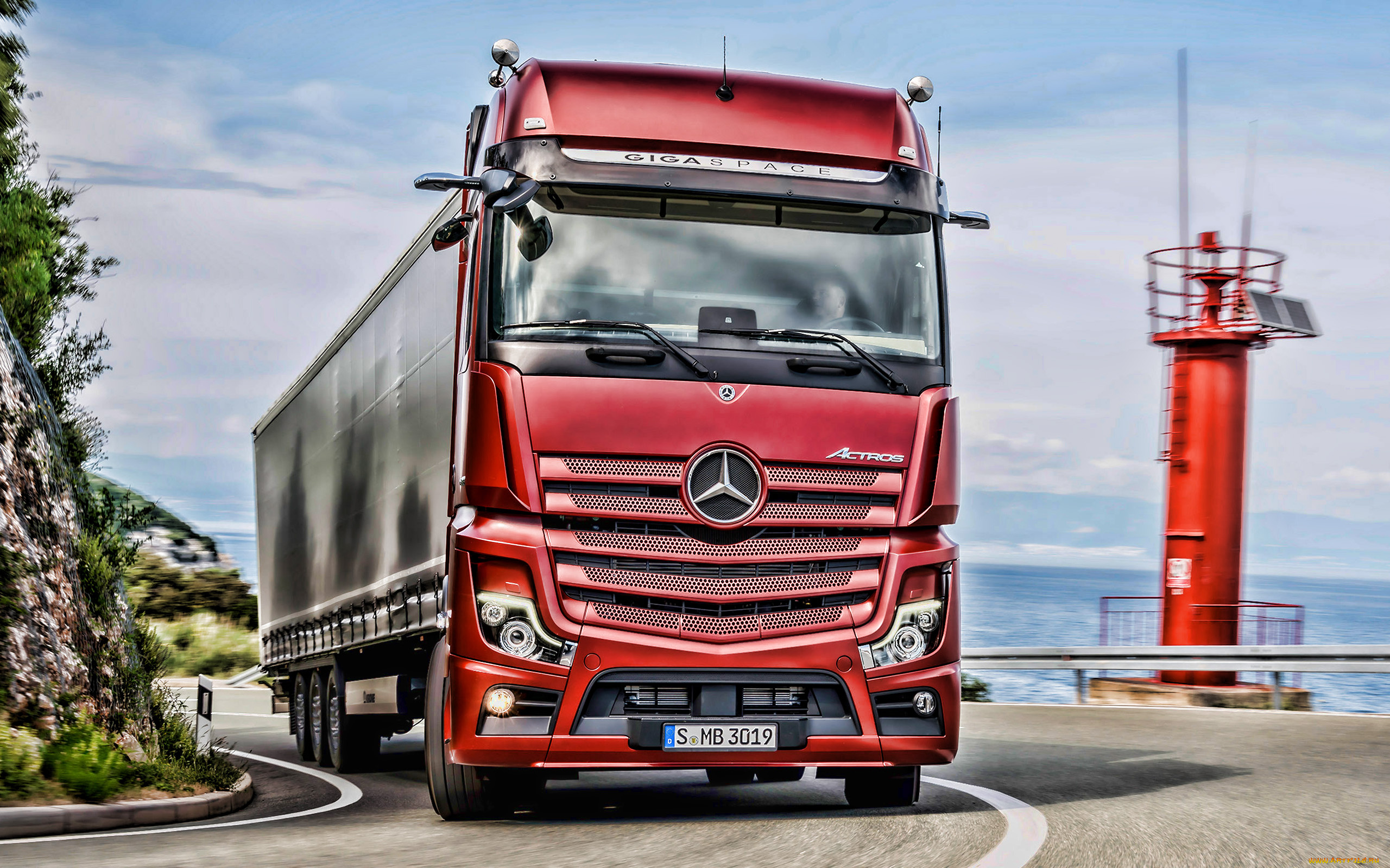 2019, mercedes-benz, actros, автомобили, mercedes, trucks, mercedes, benz, actros, 2019, полуприцеп, красный, lkw, hdr, дорога