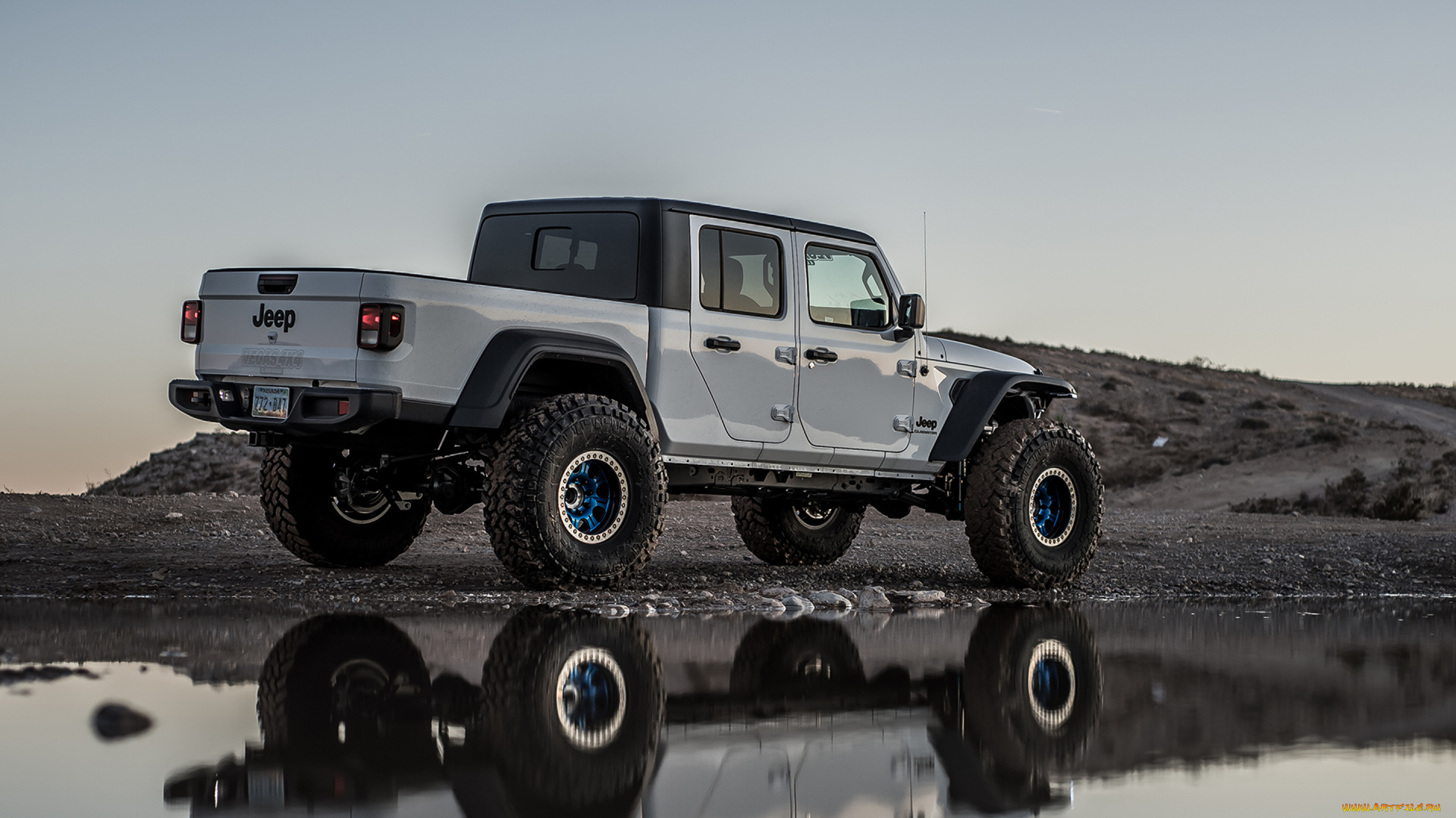 2020, jeep, gladiator, , vegas4x4, автомобили, jeep, 2020, gladiator, vegas4x4, вид, сзади, внедорожник, новый, белый, тюнинг, американские