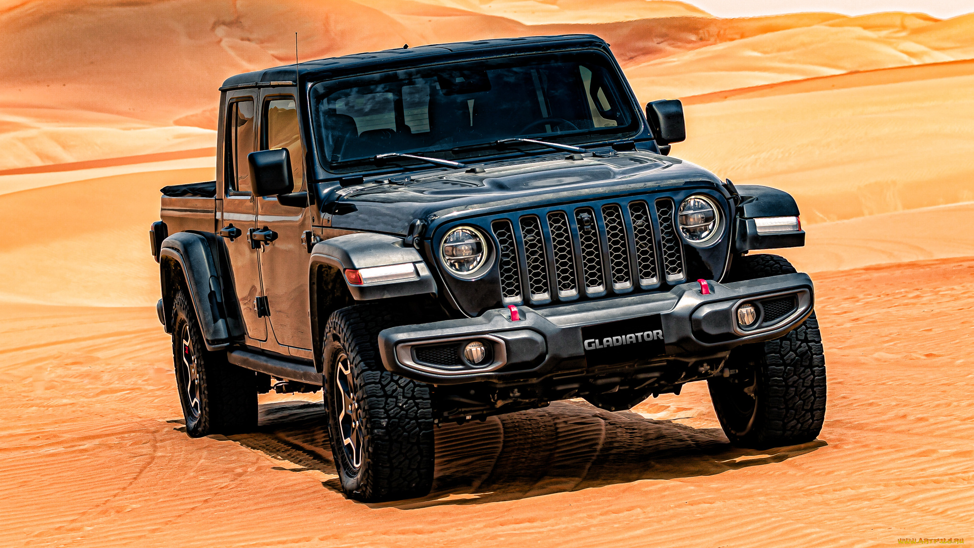 2020, jeep, gladiator, автомобили, jeep, gladiator, 2020, вид, спереди, экстерьер, внедорожник, новый, черный, пустыня, американские