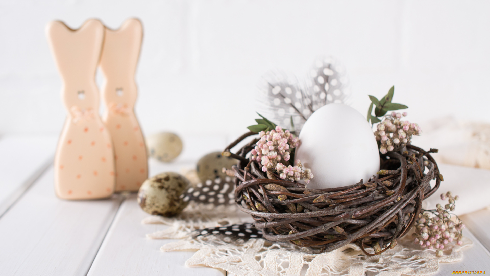 праздничные, пасха, цветы, праздник, весна, печенье, гнездо, фигурки, композиция