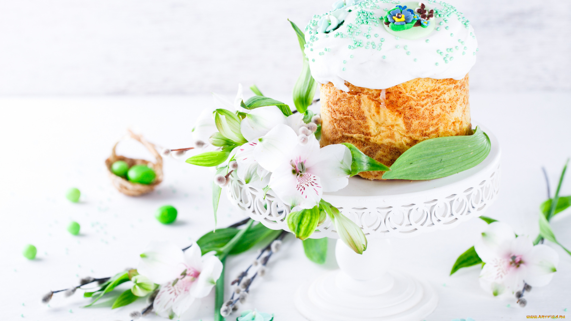 праздничные, пасха, цветы, праздник, весна, кулич