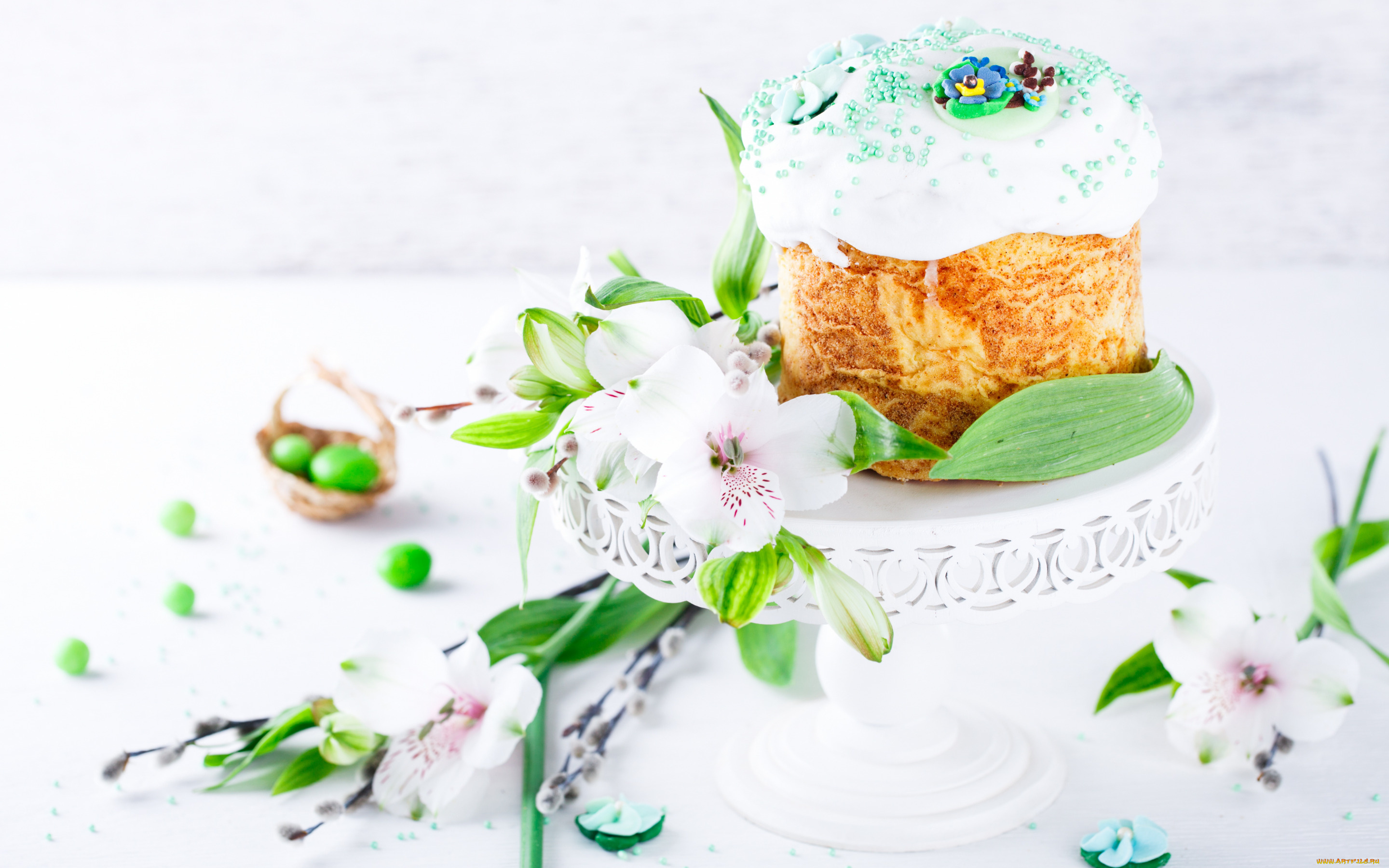 праздничные, пасха, цветы, праздник, весна, кулич