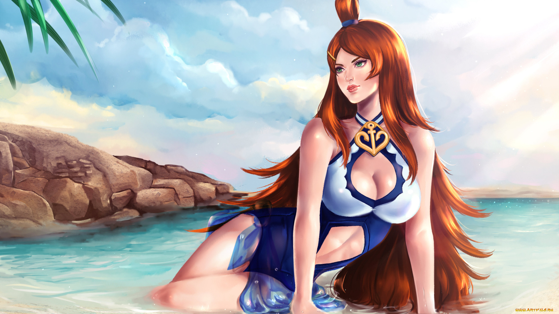 аниме, naruto, девушка, фон, униформа, вода