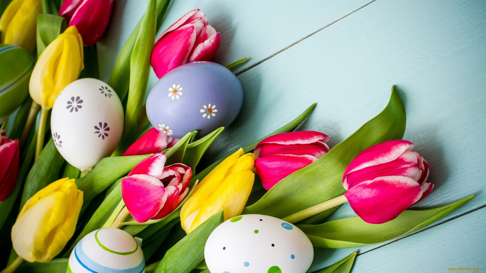 праздничные, пасха, тюльпаны, крашенки