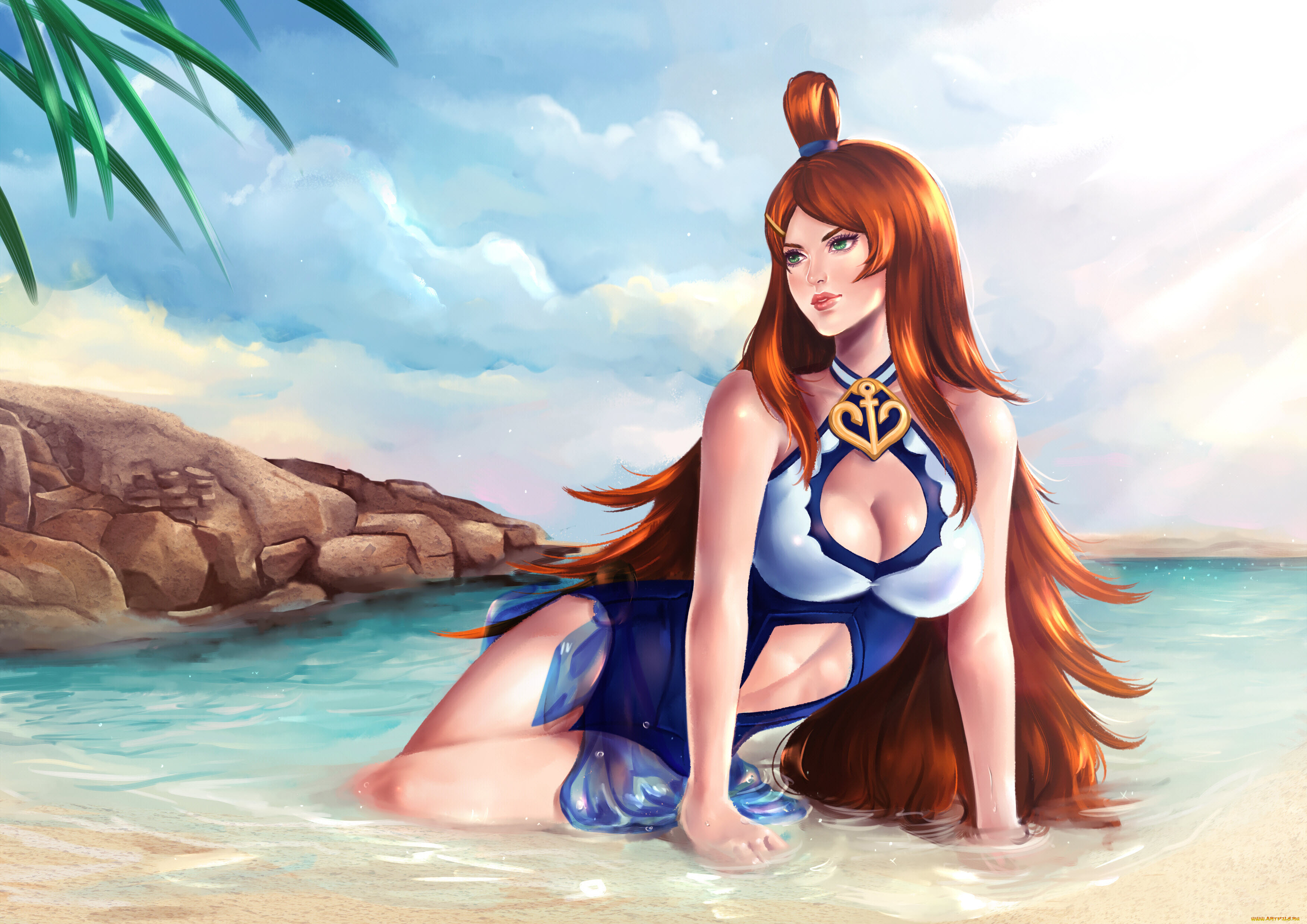 аниме, naruto, девушка, фон, униформа, вода