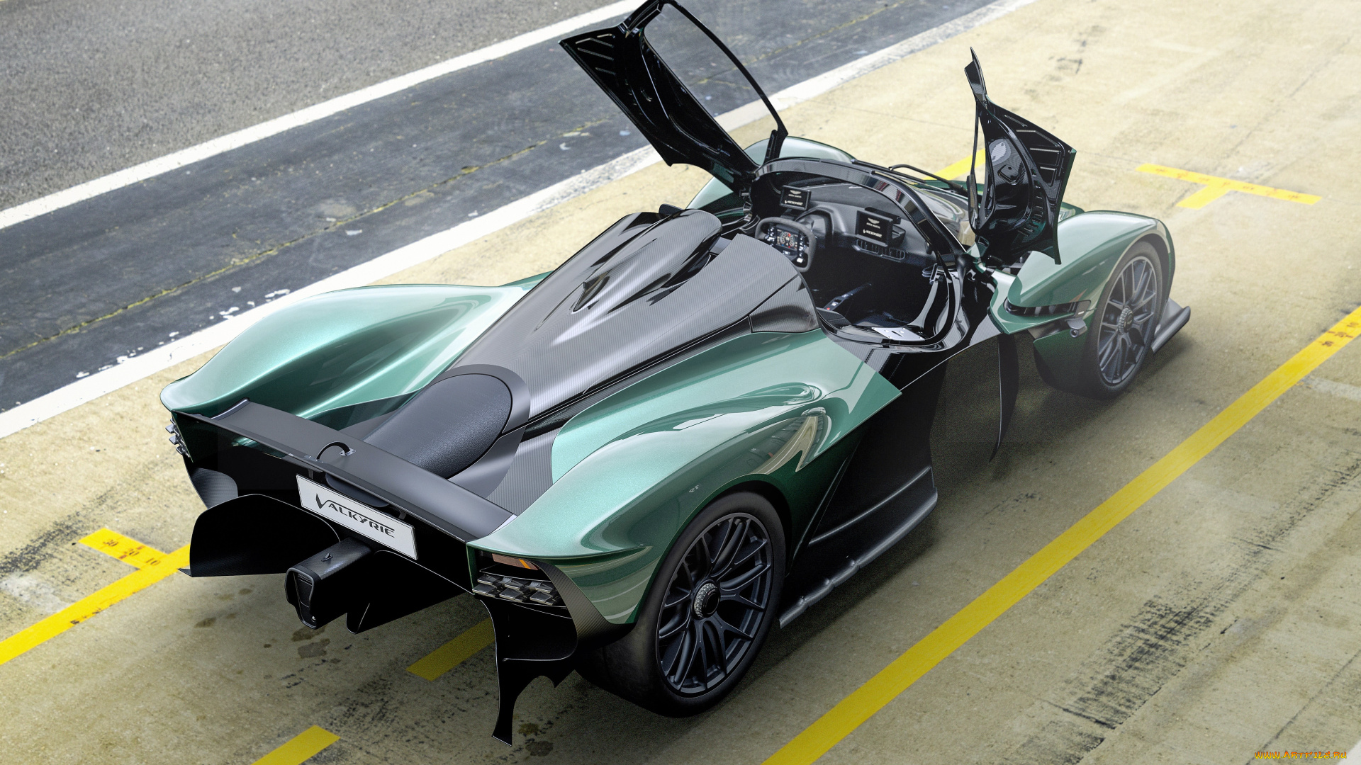 aston, martin, valkyrie, spider, автомобили, aston, martin, зеленый, дорога, двери
