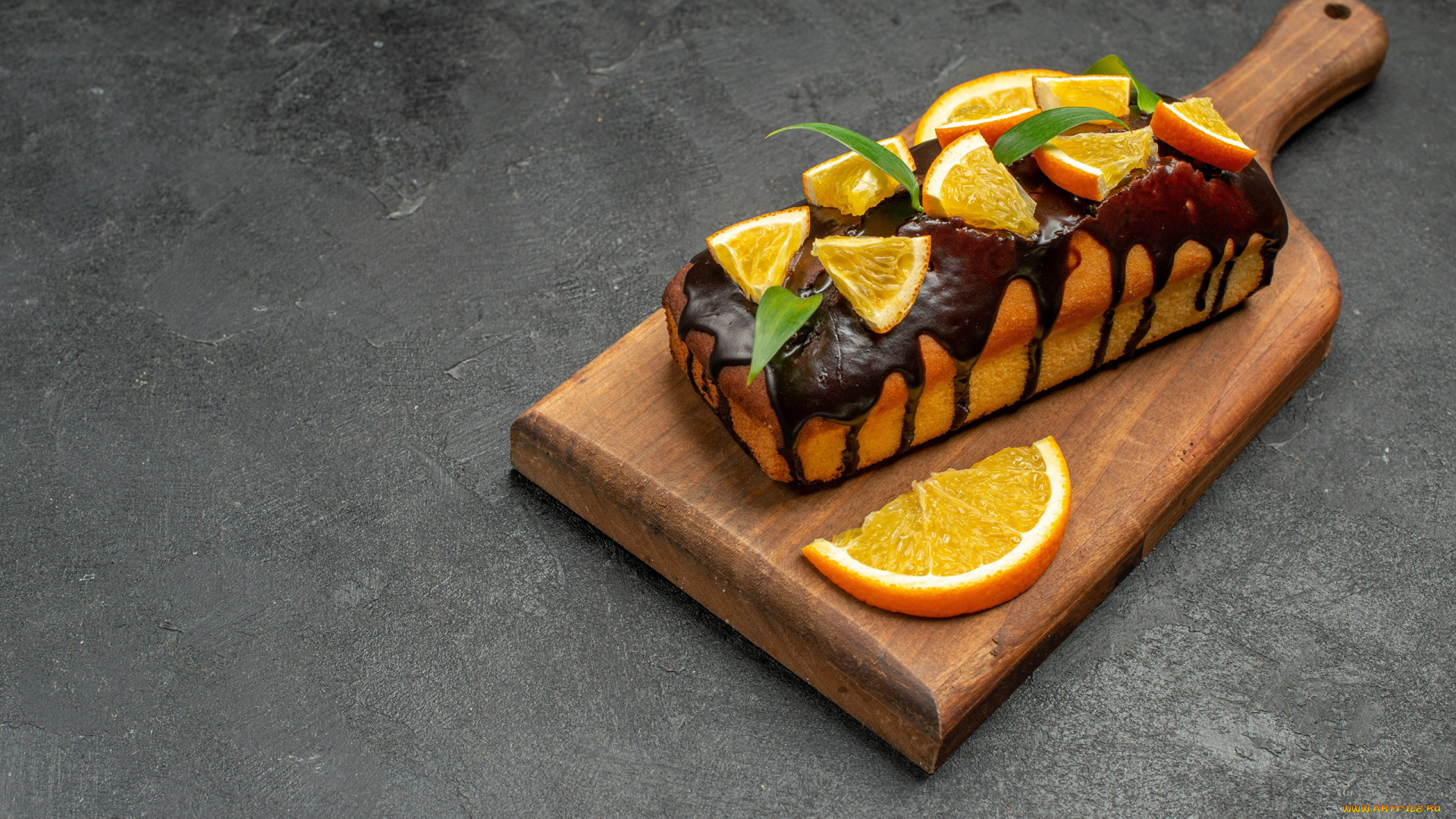 еда, пироги, апельсины, пирог, шоколадная, глазурь