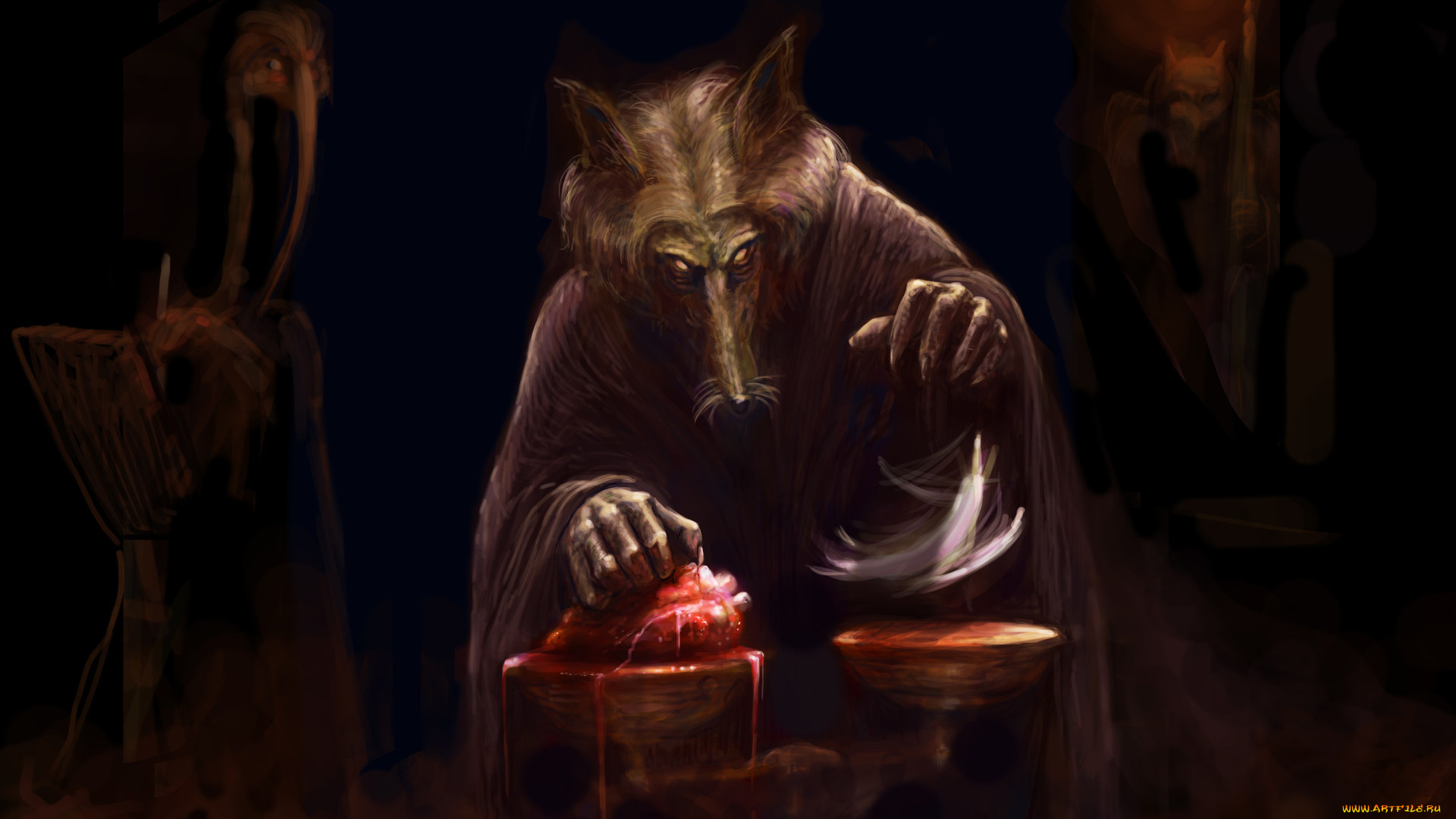 фэнтези, существа, сердце, весы, ритуал