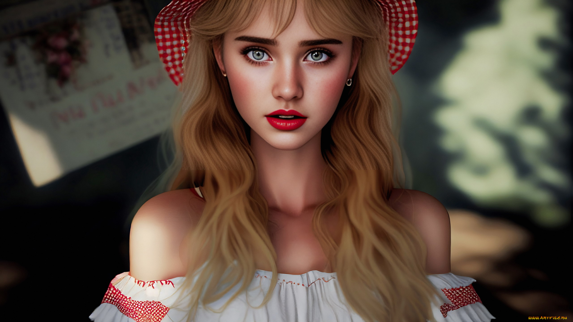 рисованное, люди, шляпа, портрет