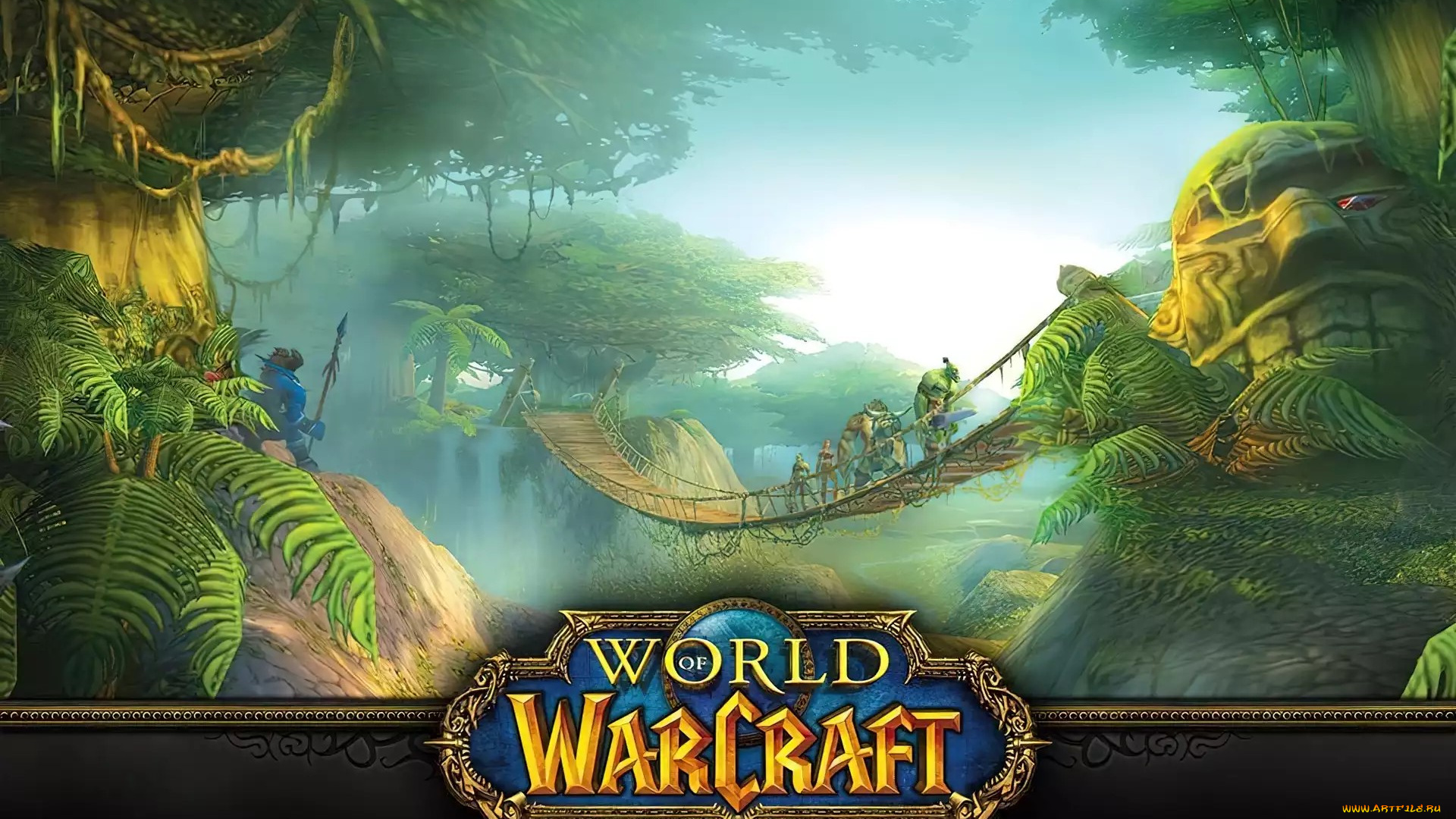 видео, игры, world, of, warcraft, джунгли, люди, мост
