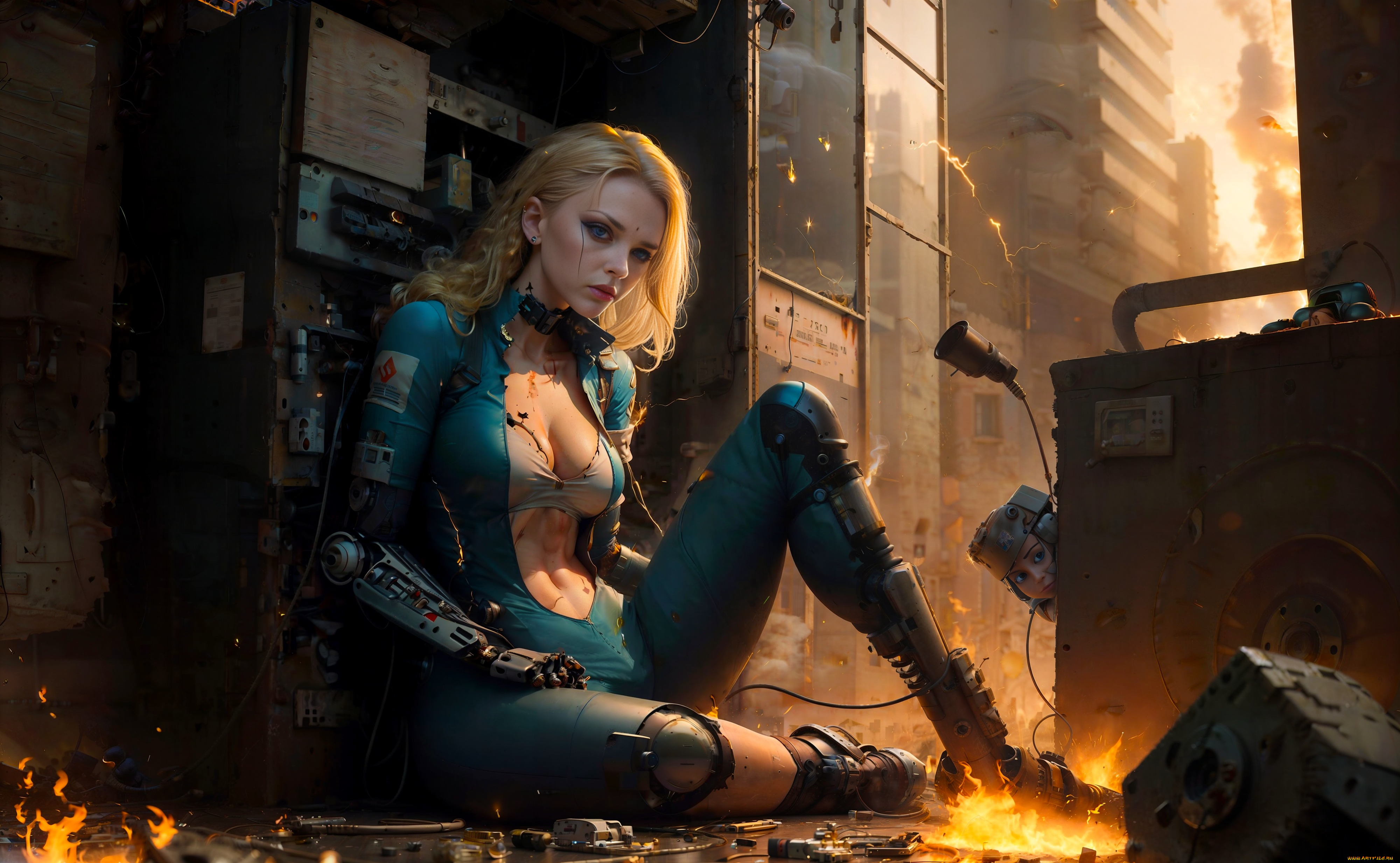 фэнтези, роботы, , киборги, , механизмы, девушка, нейросеть