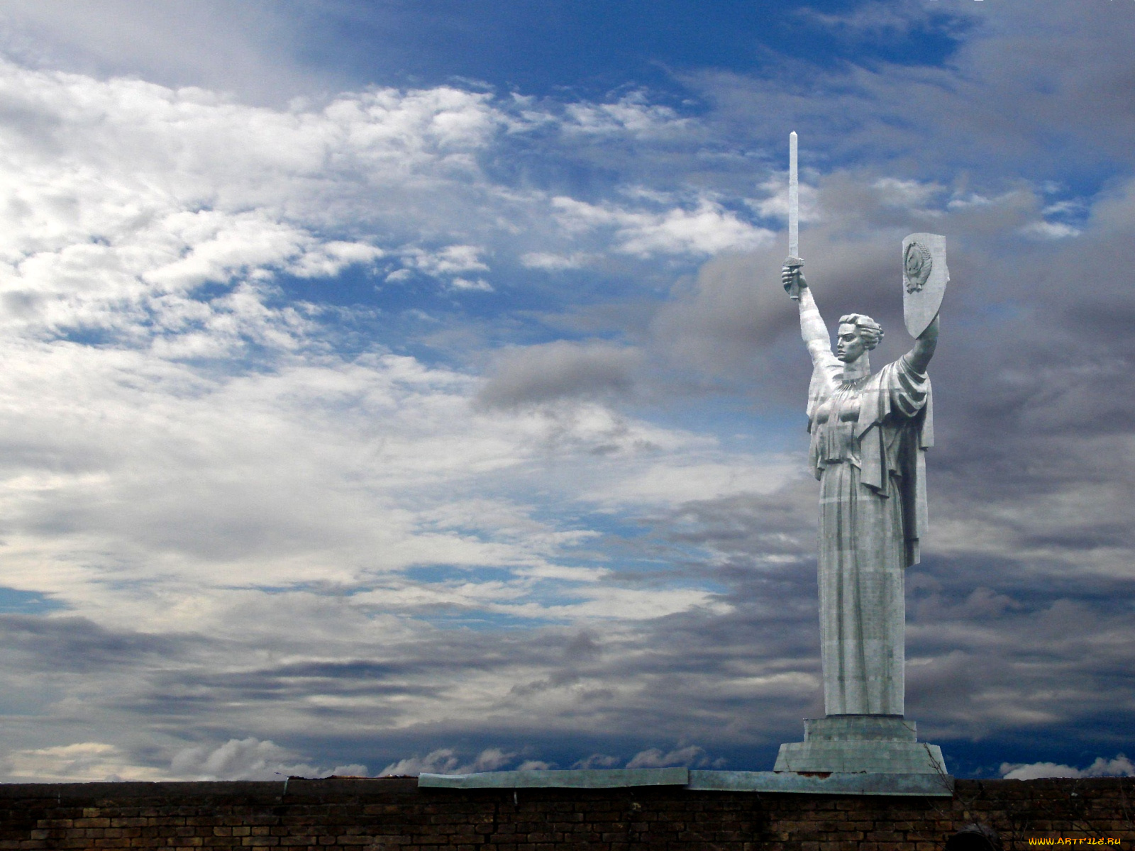 музей, великой, отечественной, войны, города, киев, украина, небо, статуя, родина-мать