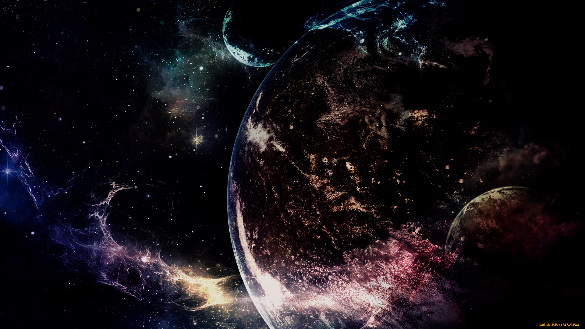 космос, арт, планеты