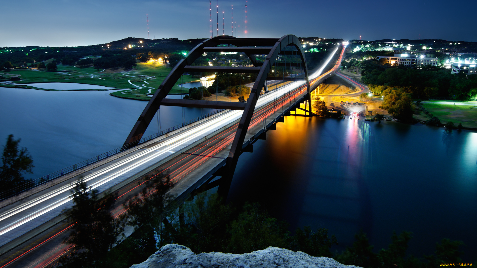 pennybacker, bridge, austin, tx, города, мосты