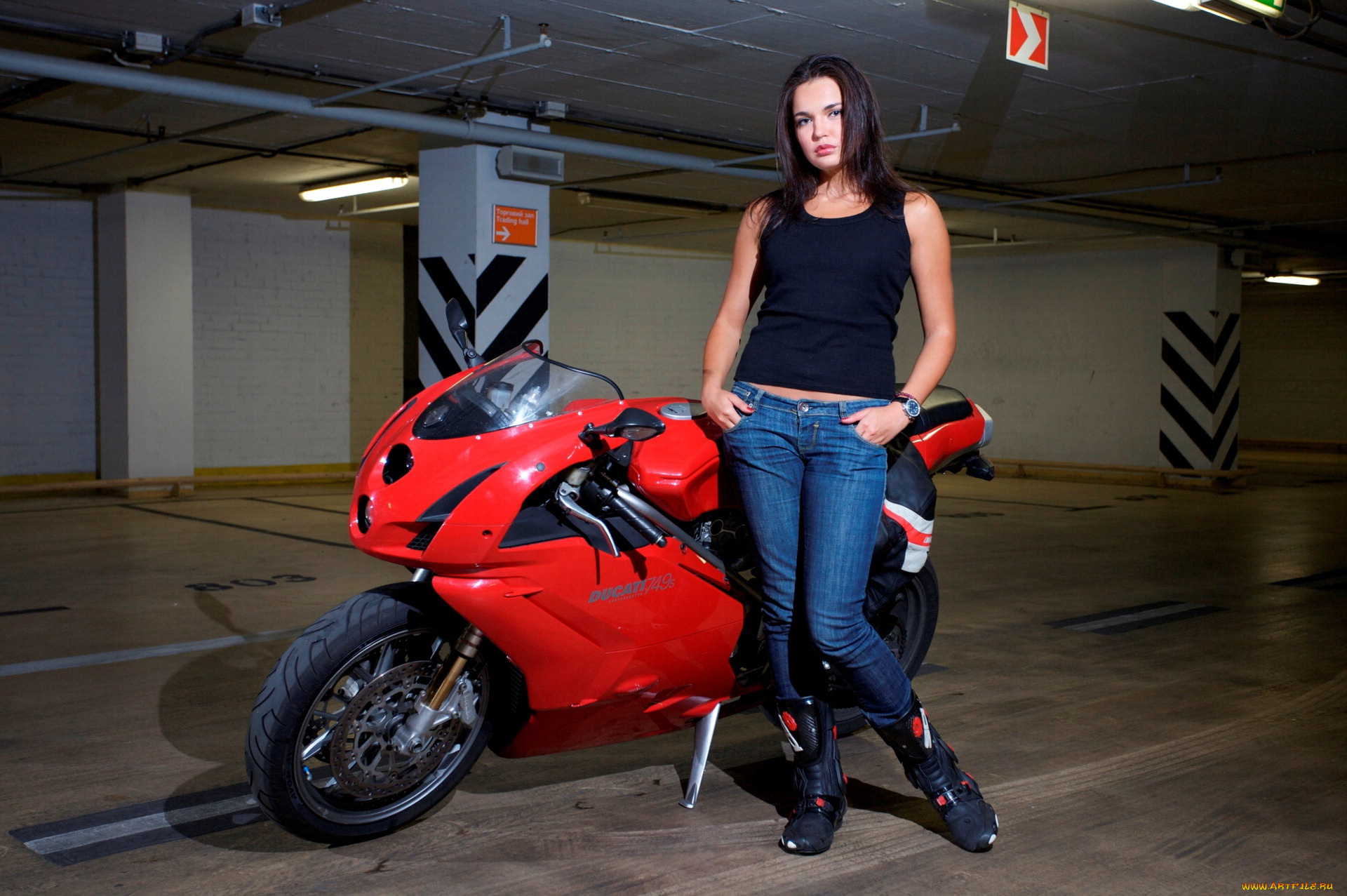 мотоциклы, мото, девушкой